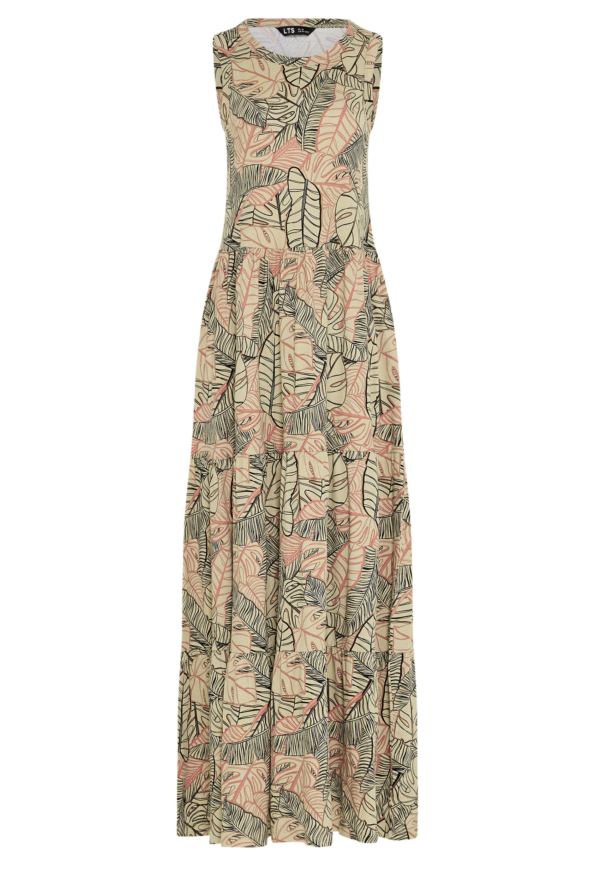 LTS Tall Women's Natural Brown Leaf Print Cotton Maxi Dress | Long Tall Sally 5