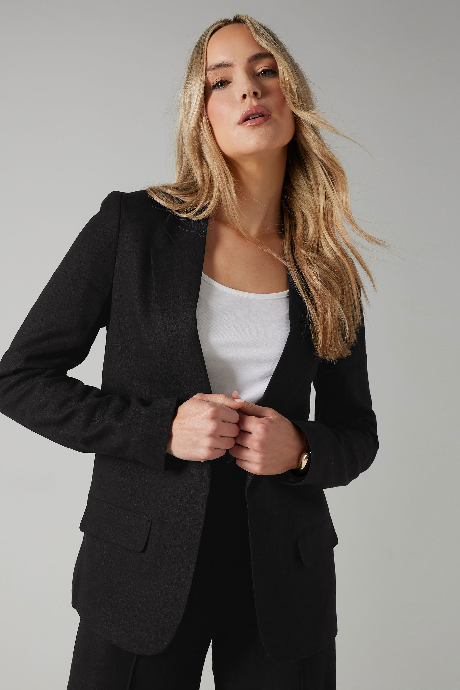 LTS Tall Black Linen Tailored Blazer | Long Tall Sally 6