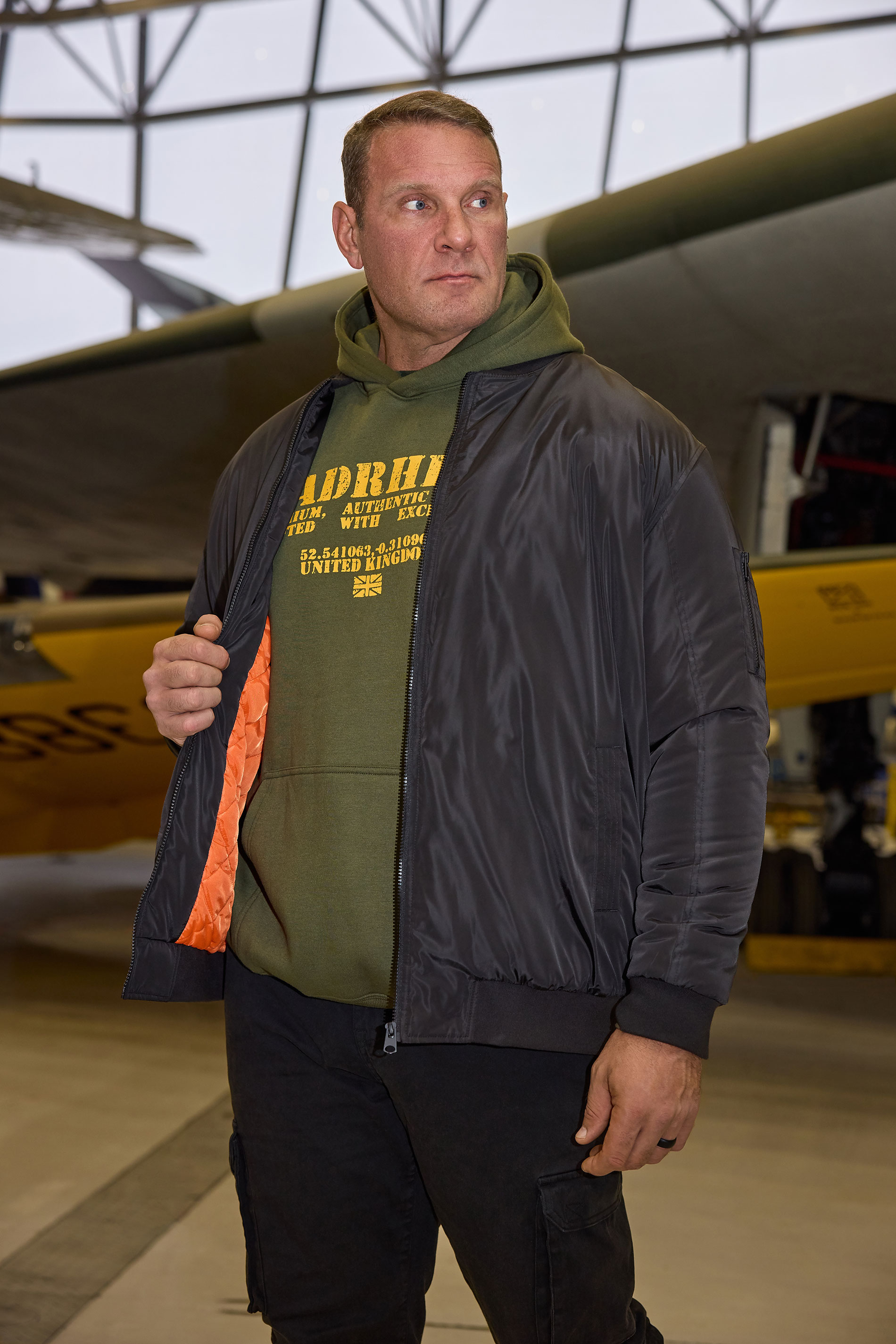  BadRhino Big & Tall Black Zip Through Bomber Jacket | BadRhino 1