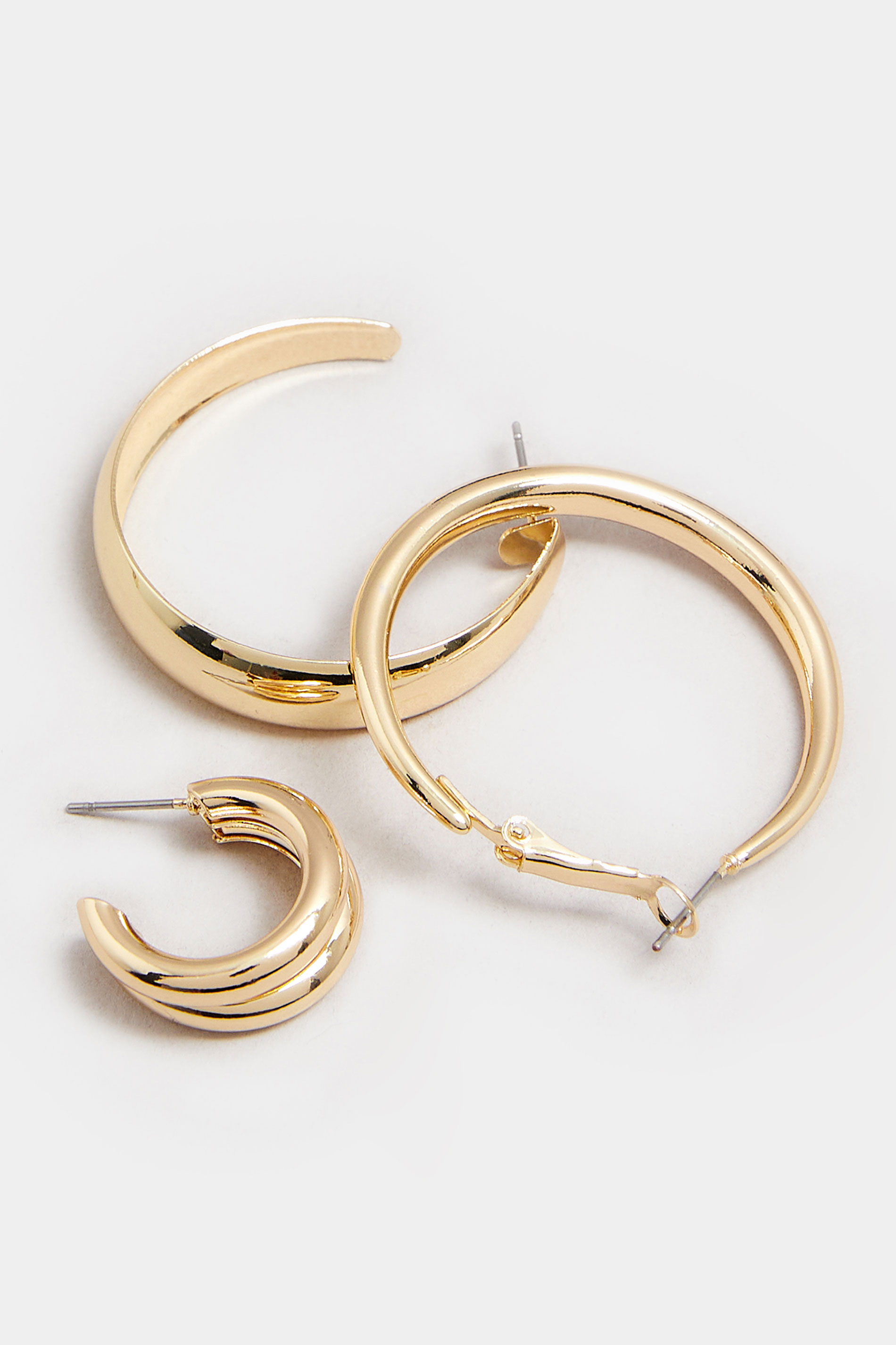 3 PACK Gold Tone Statement Hoop Earring Set | Yours Clothing 4