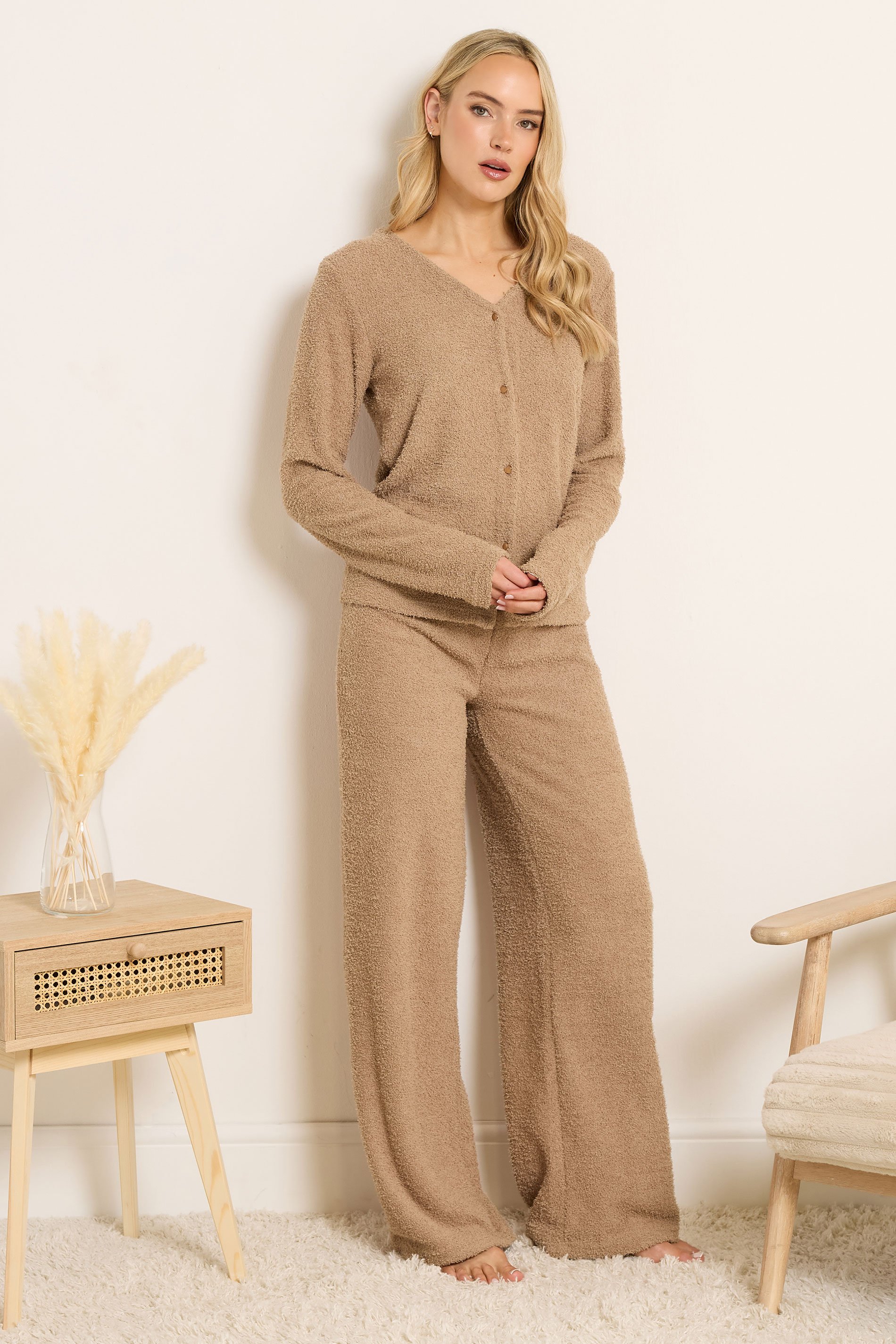 LTS Tall Women's Camel Brown Chenille Wide Leg Trousers | Long Tall Sally 1