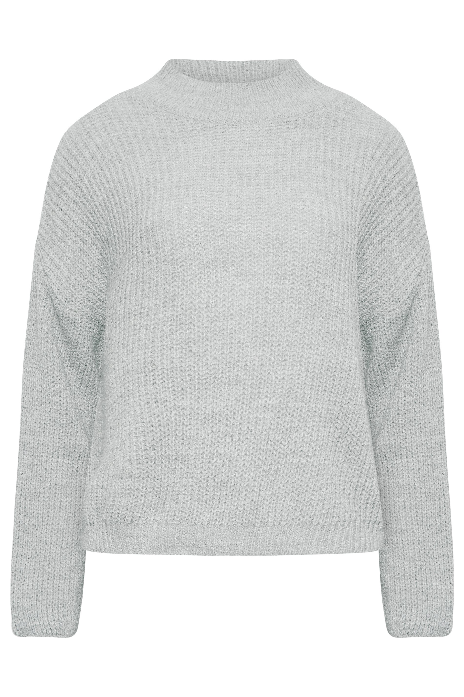 LTS Tall Light Grey Funnel Neck Knitted Jumper | Long Tall Sally  6