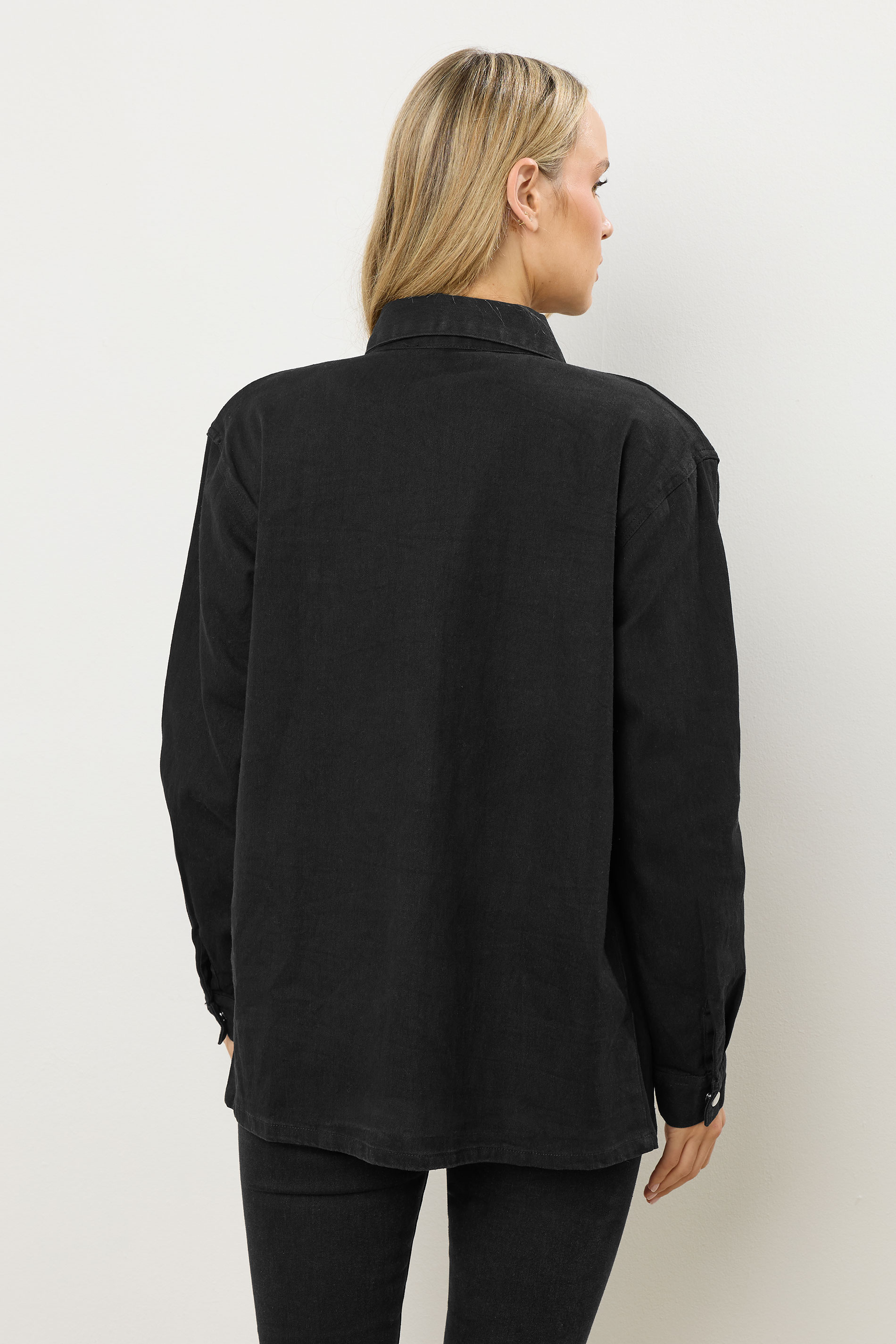 LTS Tall Black Denim Mid Wash Shirt | Long Tall Sally 4
