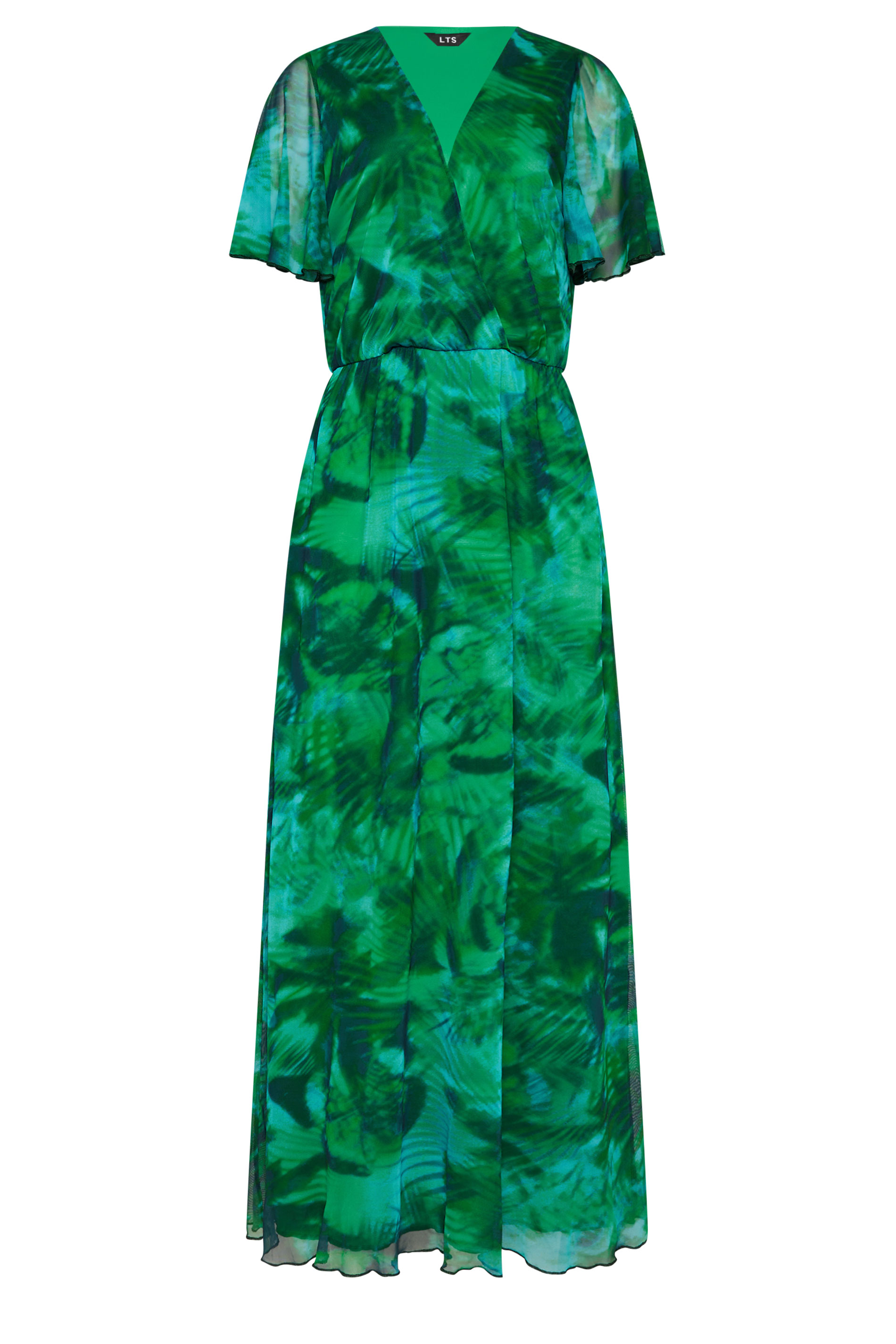 LTS Tall Green Palm Print Mesh Wrap Maxi Dress | Long Tall Sally 6