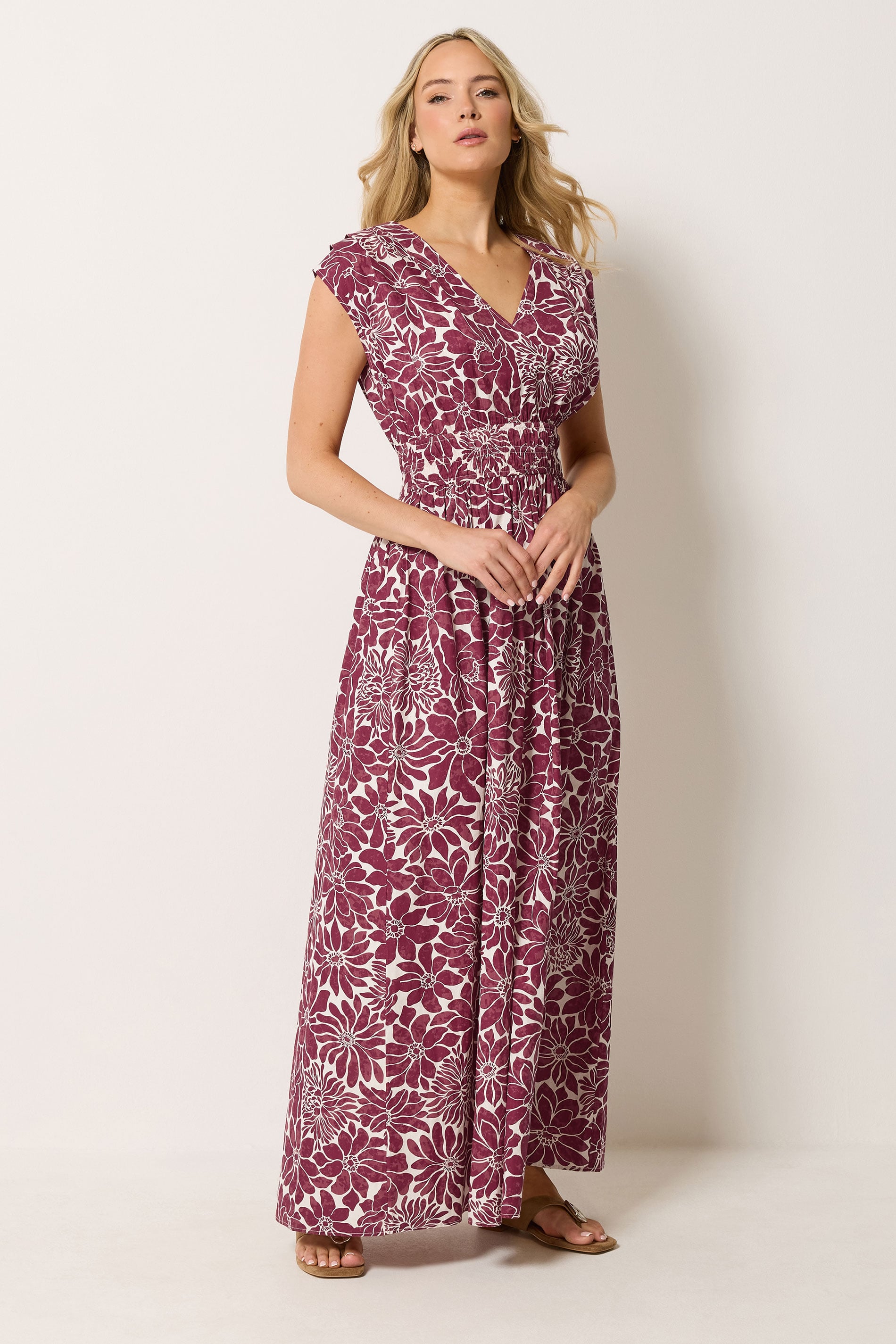 LTS Tall Women's Red Floral Cotton Wrap Maxi Dress | Long Tall Sally 3