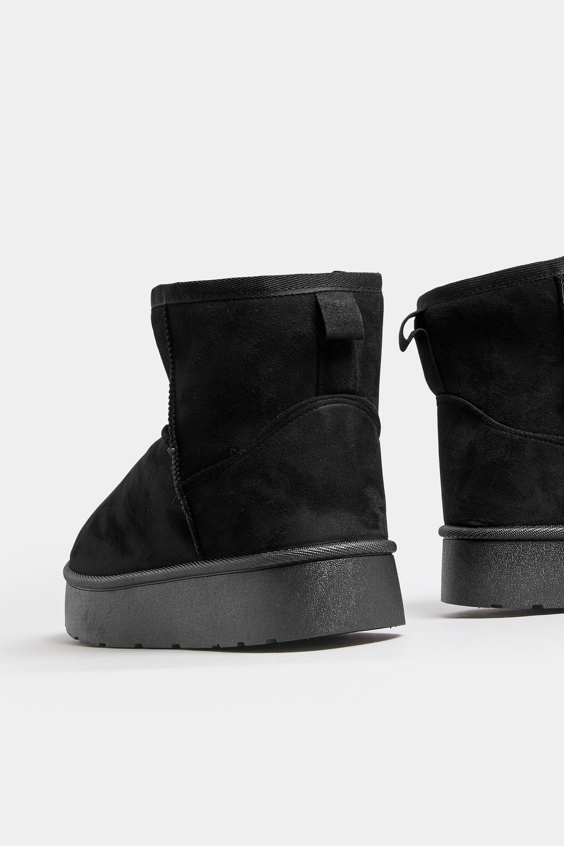 Black Faux Fur Lined Platform Boots In Wide E Fit | Yours Clothing 4