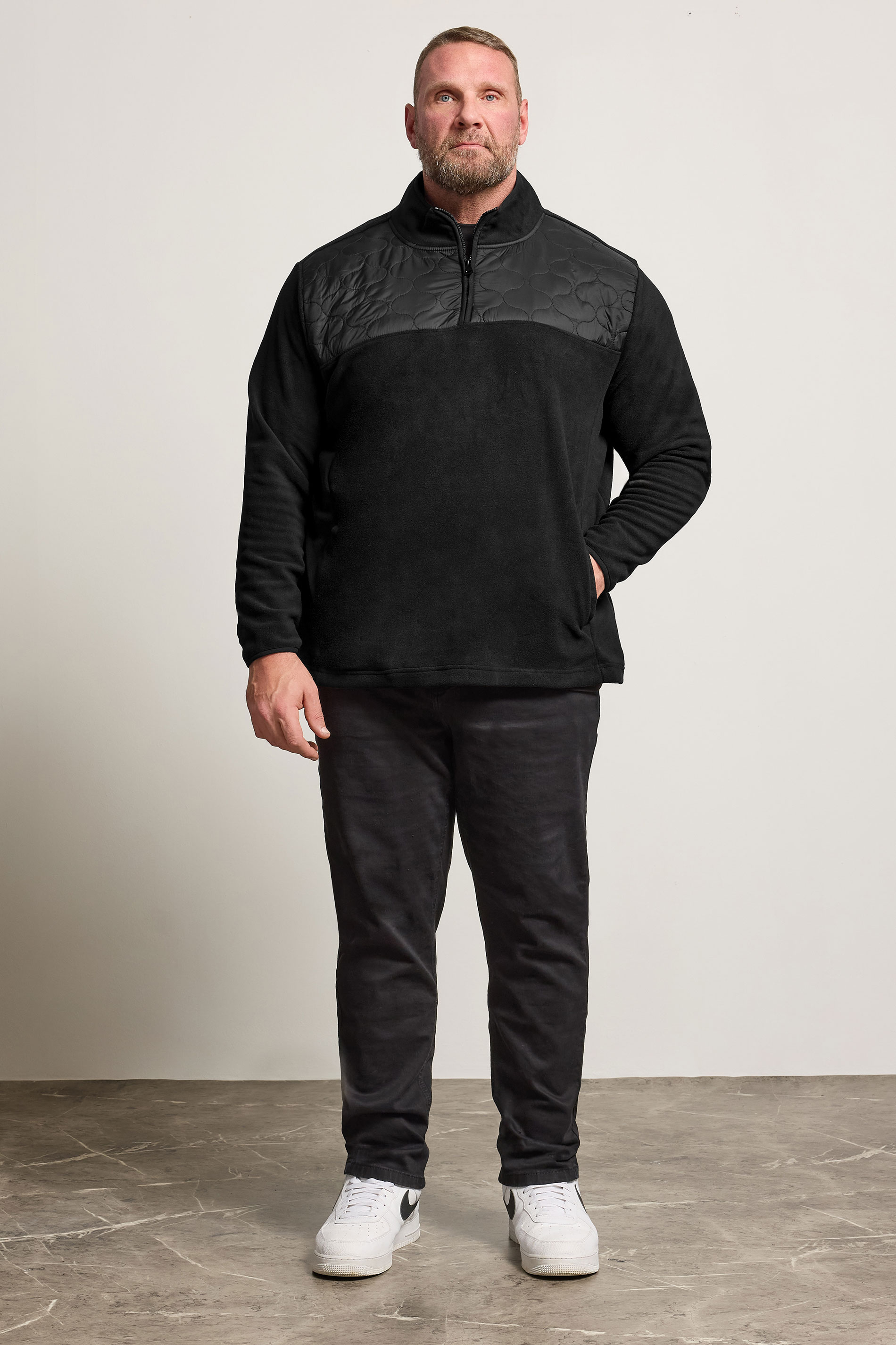 BadRhino Big & Tall Black Quarter Zip Quilted Fleece Jacket | BadRhino 1
