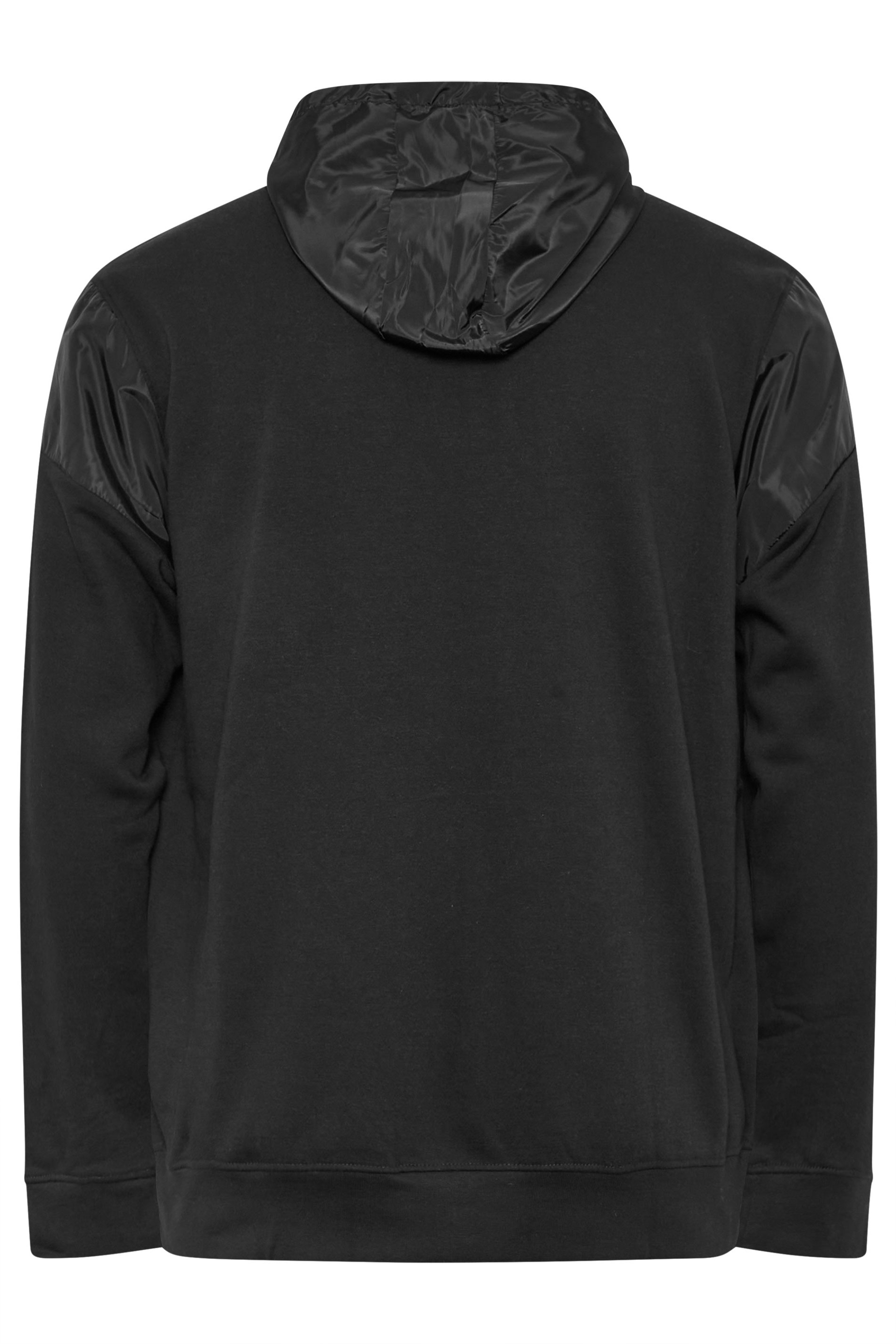 D555 Big & Tall Black Zip Through Constrast Hoodie | BadRhino 6