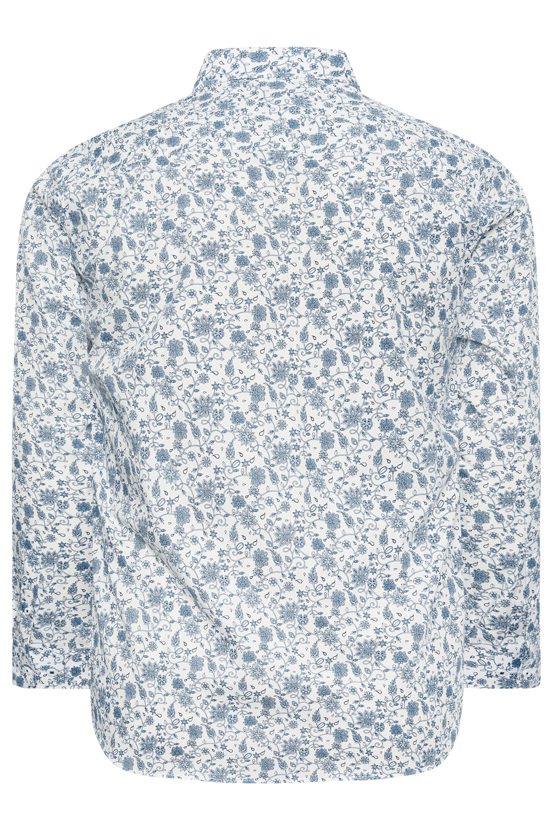 BadRhino Tailoring Big & Tall Premium White & Blue Paisley Print Long Sleeve Shirt | BadRhino 4