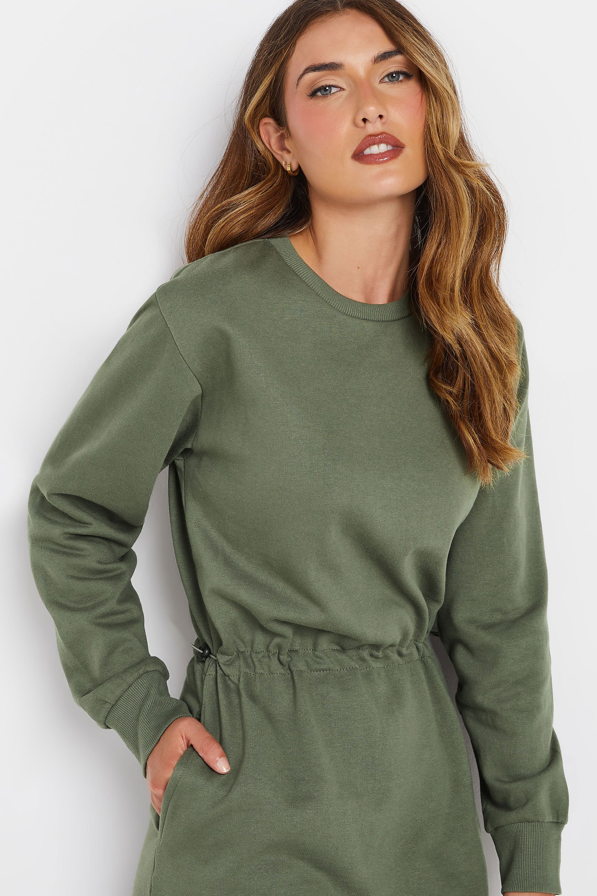 LTS Tall Women's Khaki Green Sweatshirt Midi Dress | Long Tall Sally 4