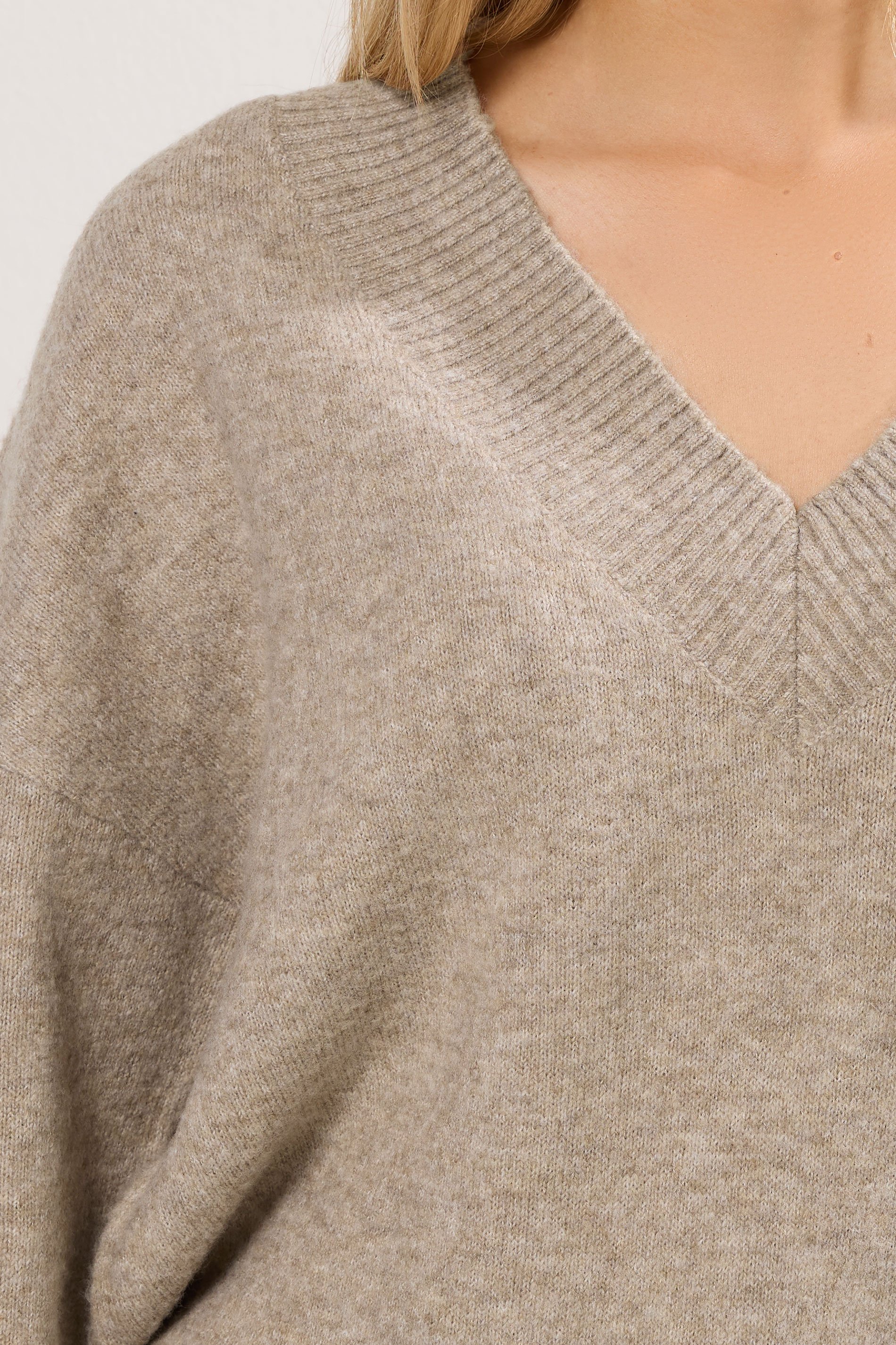 LTS Tall Natural Brown V-Neck Jumper | Long Tall Sally 4