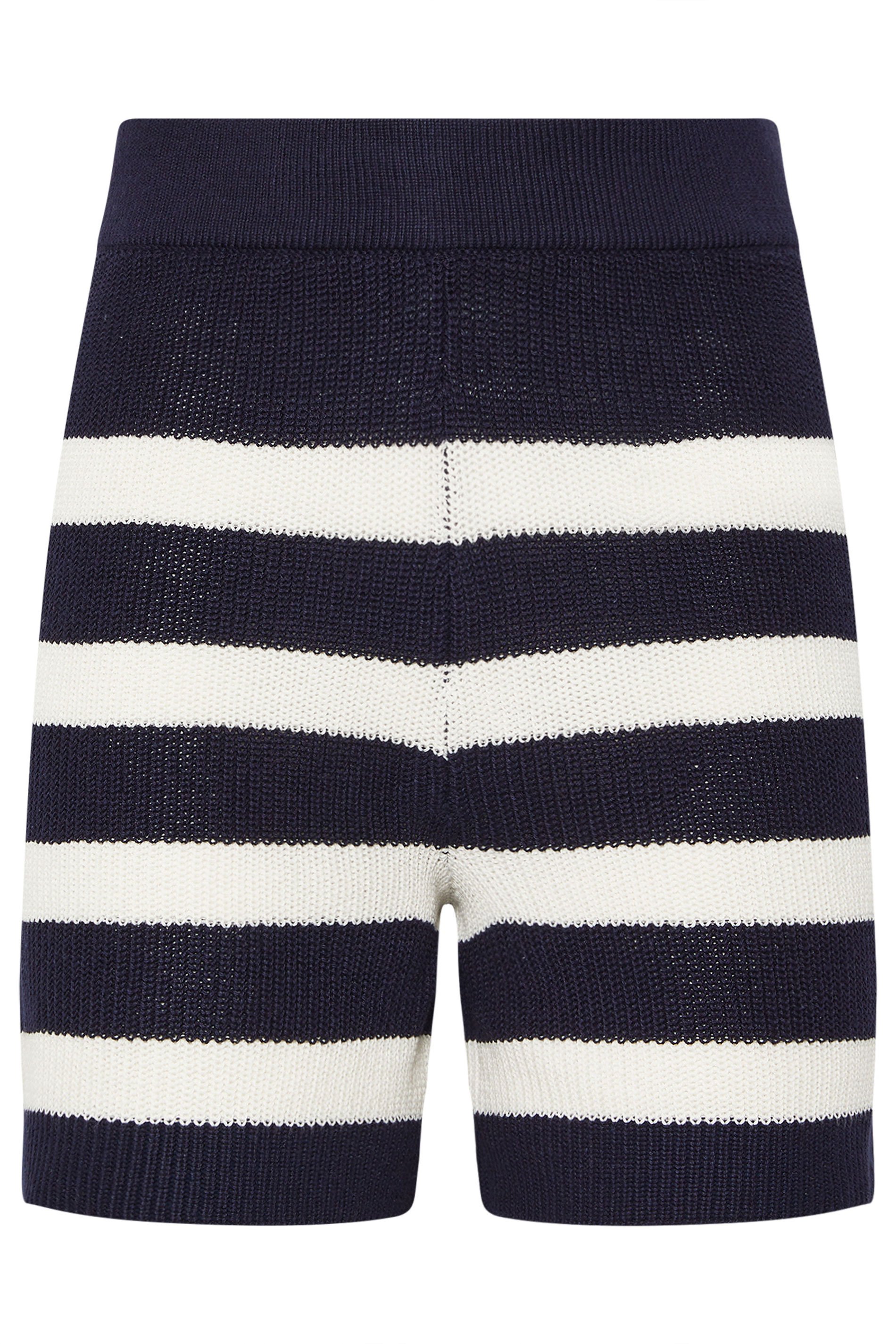 LTS Tall Navy Blue Knitted Stripe Shorts | Long Tall Sally 6