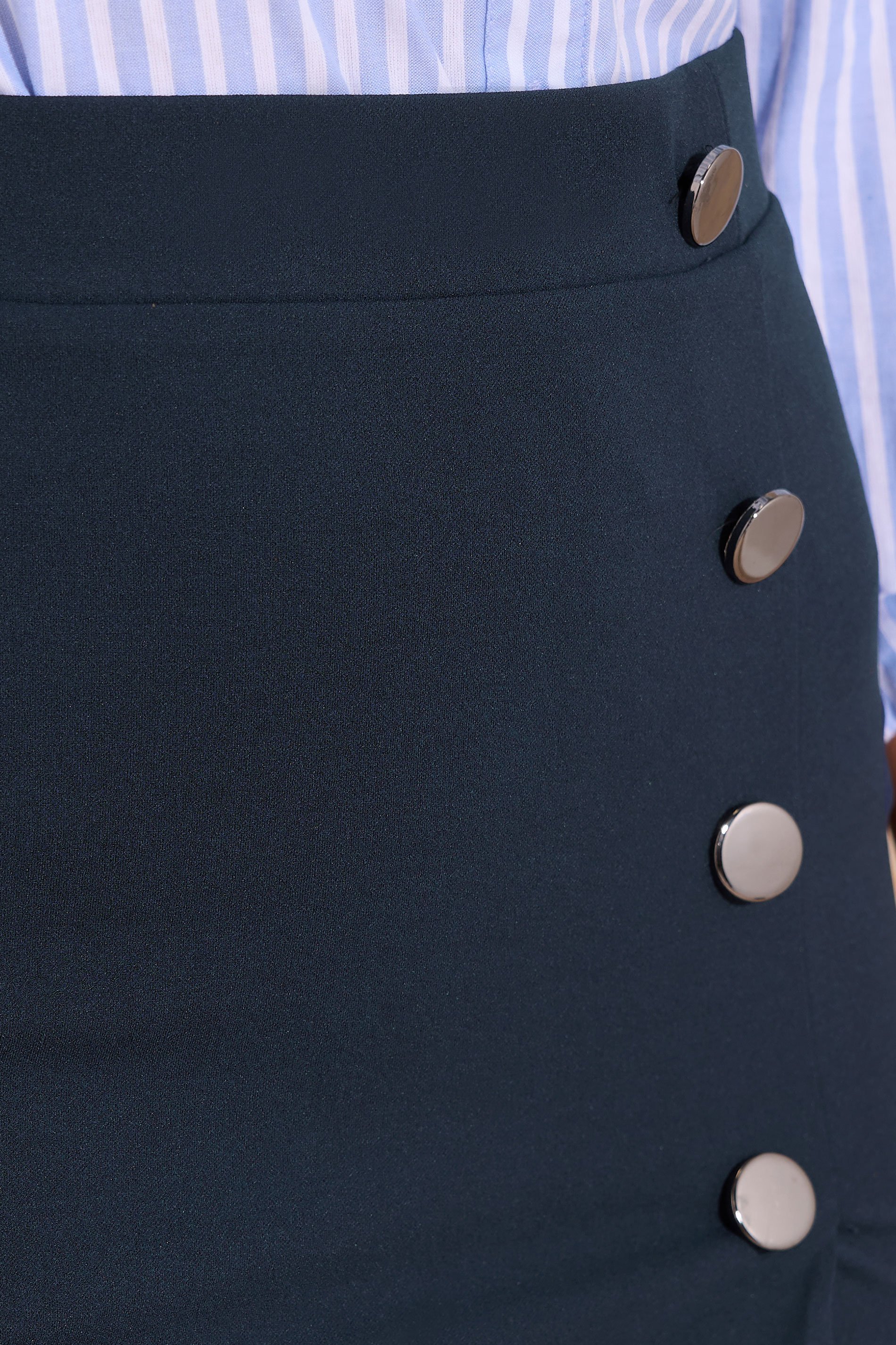 LTS Tall Navy Blue Tailored Button Midi Skirt | Long Tall Sally 5
