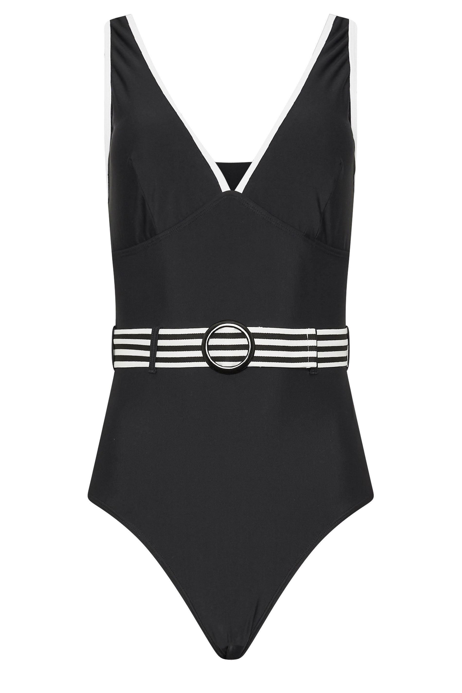 LTS Tall Women's Black Monochrome Belted Swimsuit | Long Tall Sally 8
