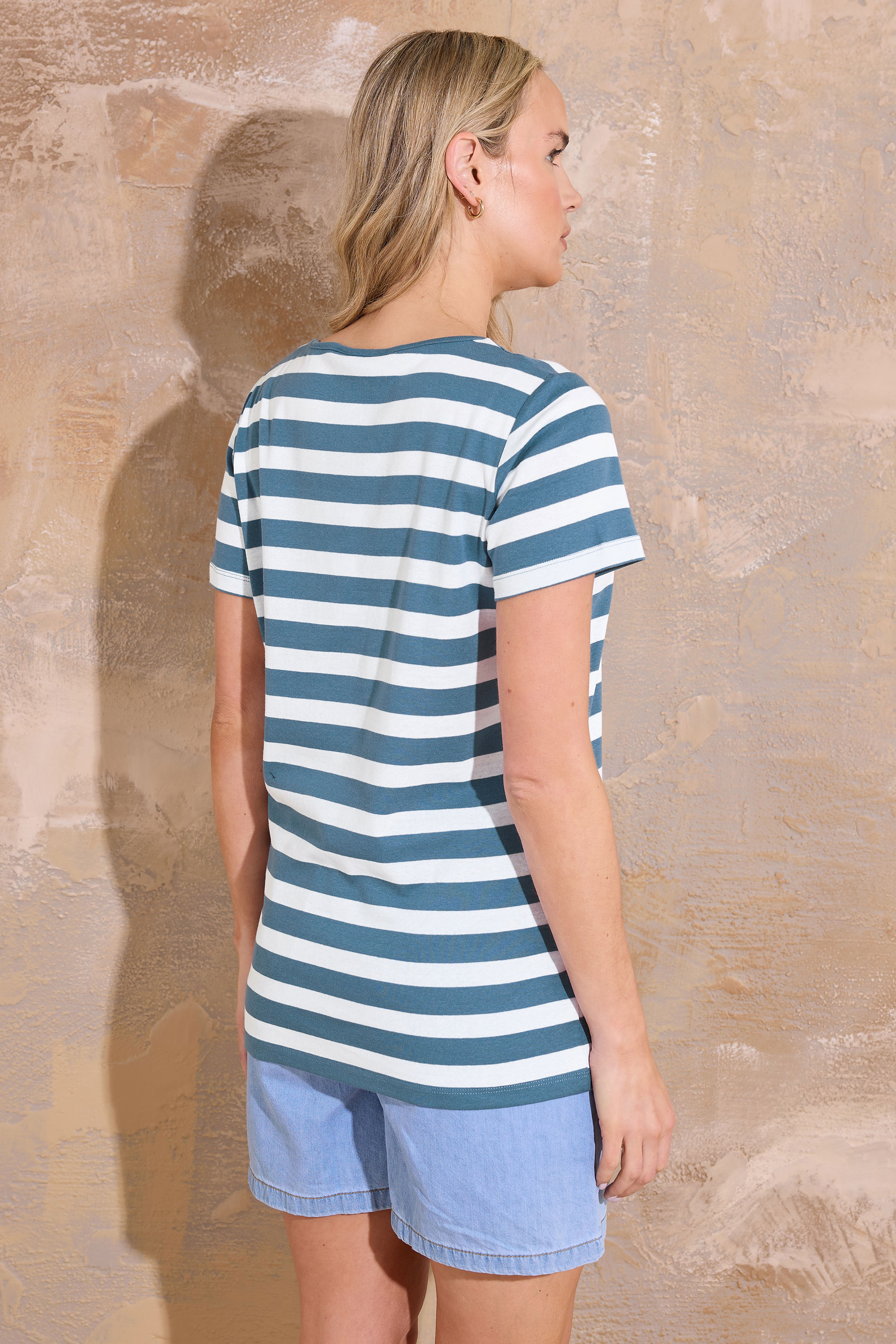 LTS Tall Blue Short Sleeve Striped Top | Long Tall Sally 3
