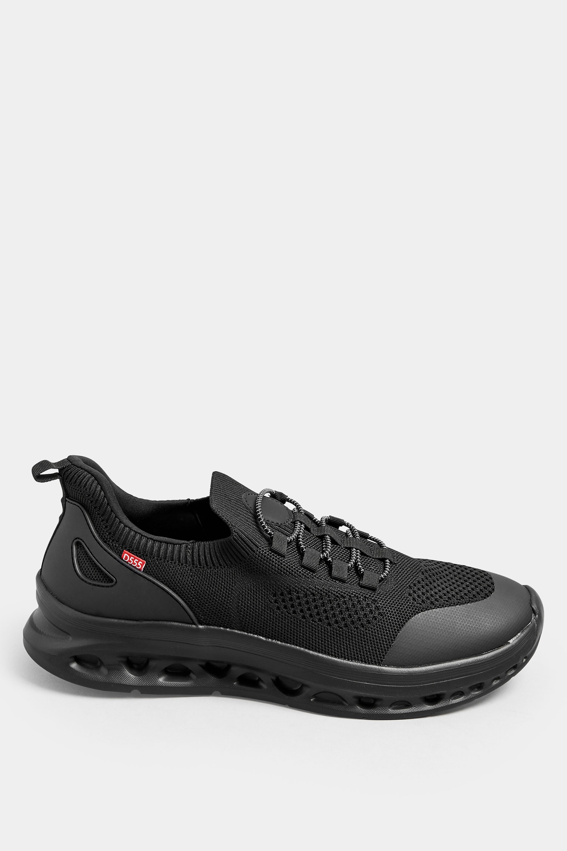 D555 Black Hands Free Shoes With Knitted Top & Laces | BadRhino 3