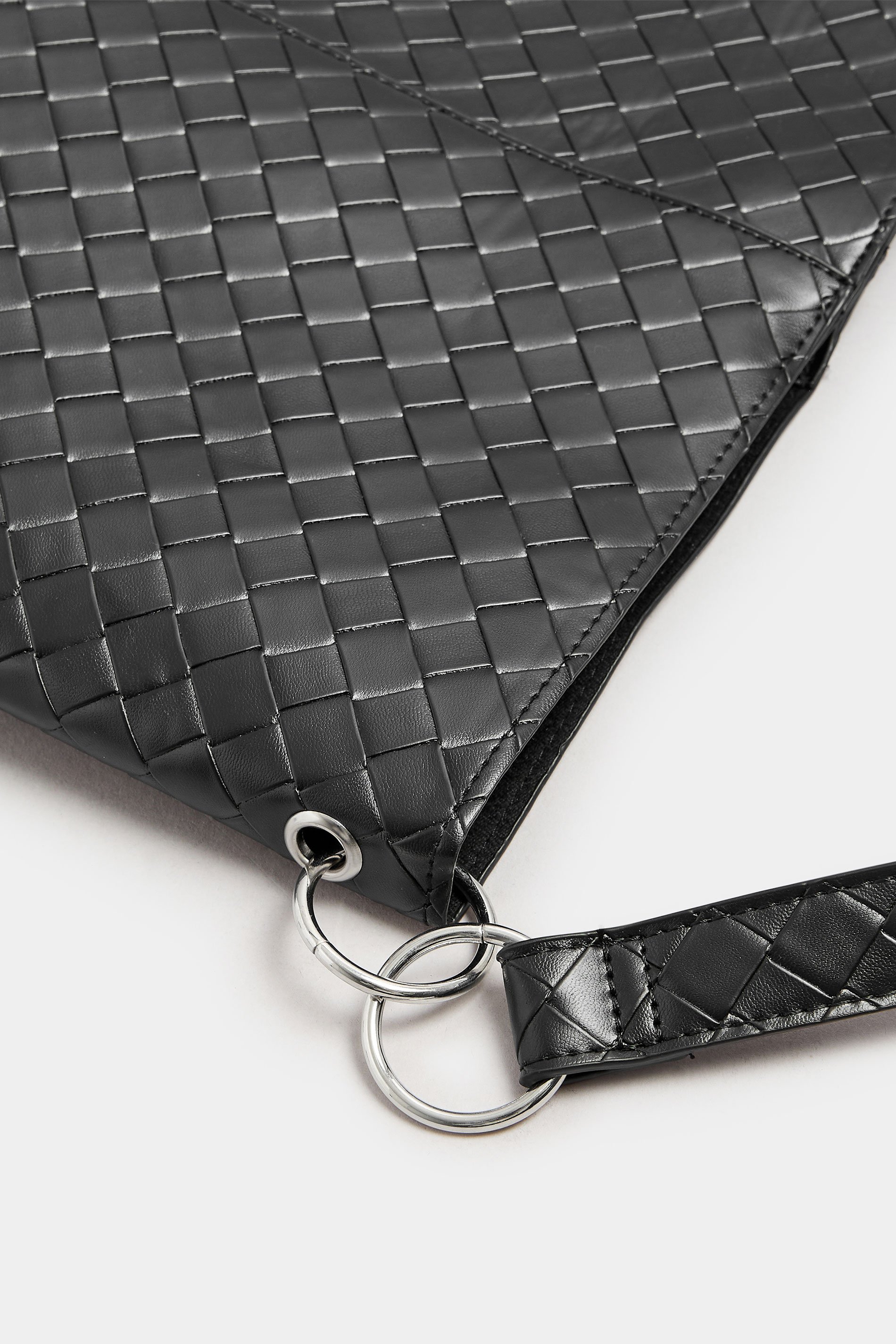 Black Faux Leather Woven Shoulder Bag | Yours Clothing 5