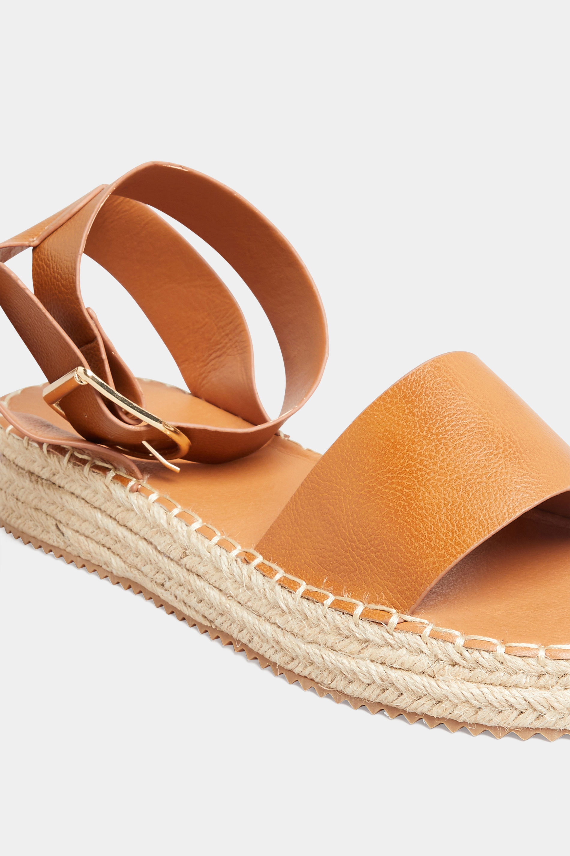 Plus Size Brown Flatform Espadrilles In Wide E Fit & Extra Wide EEE Fit | Yours Clothing 5