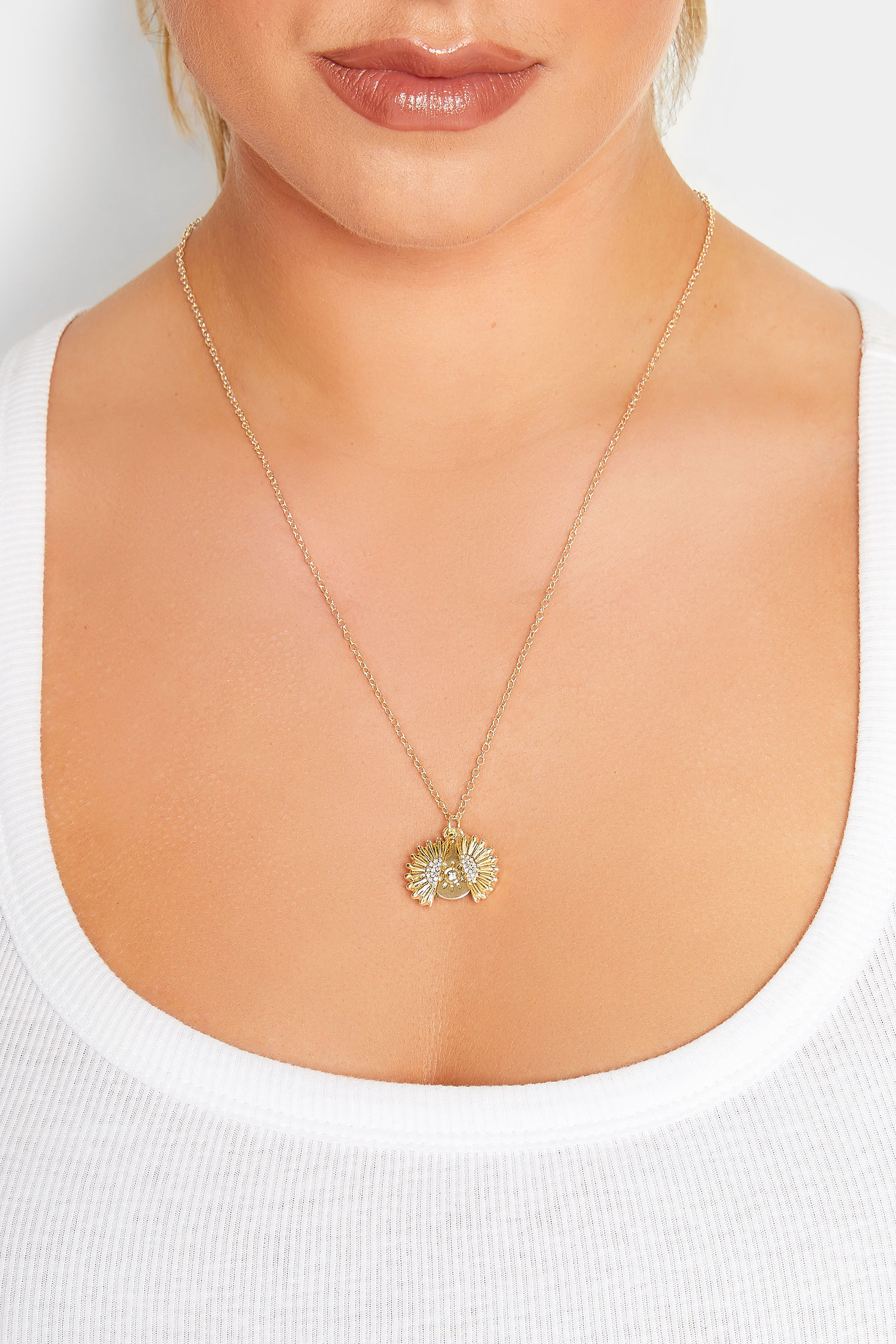 Gold Tone Shell Charm Necklace | Yours Clothing  2