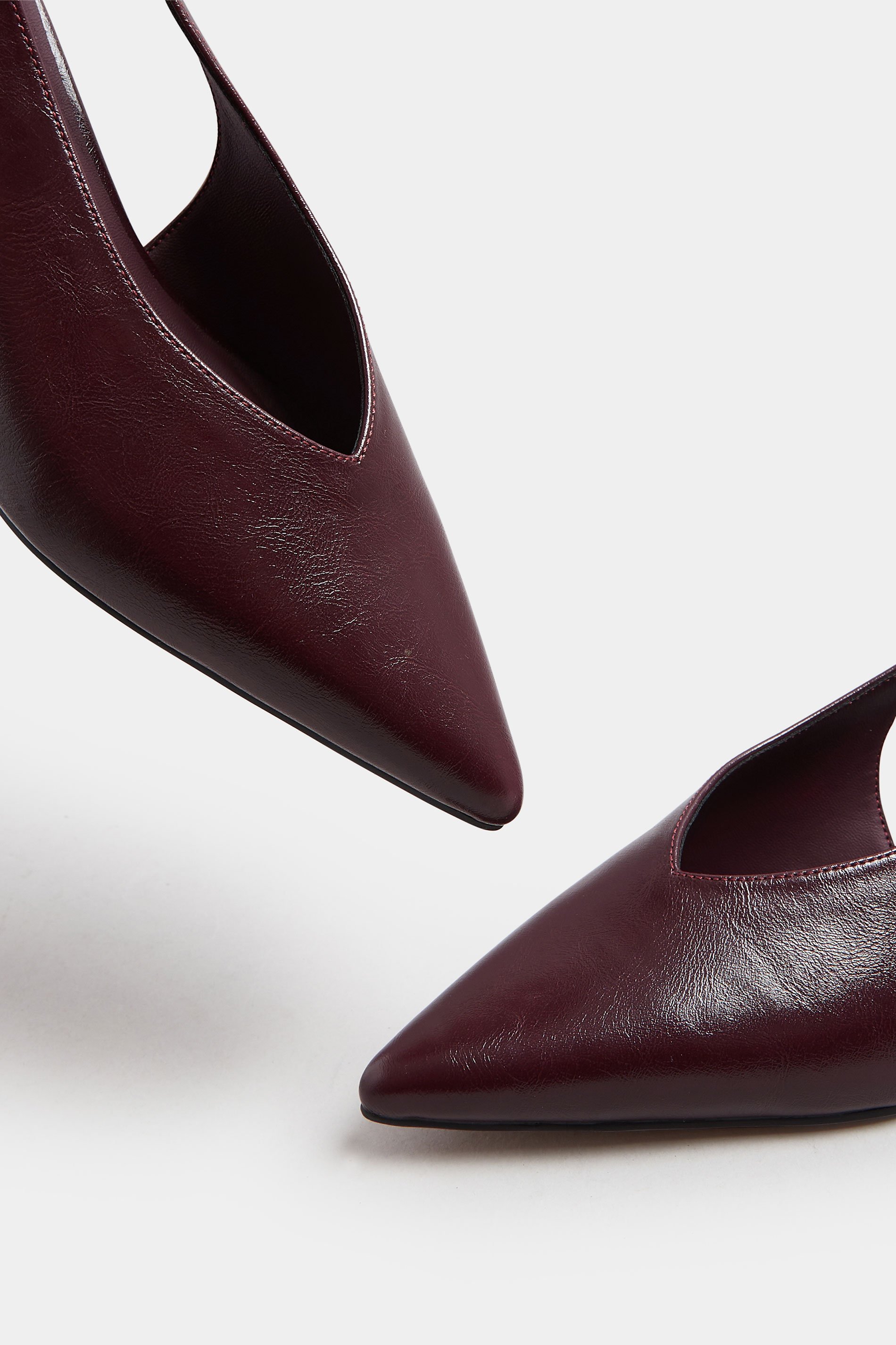 LTS Burgundy Red Pointed Slingback Kitten Heel | Long Tall Sally 5