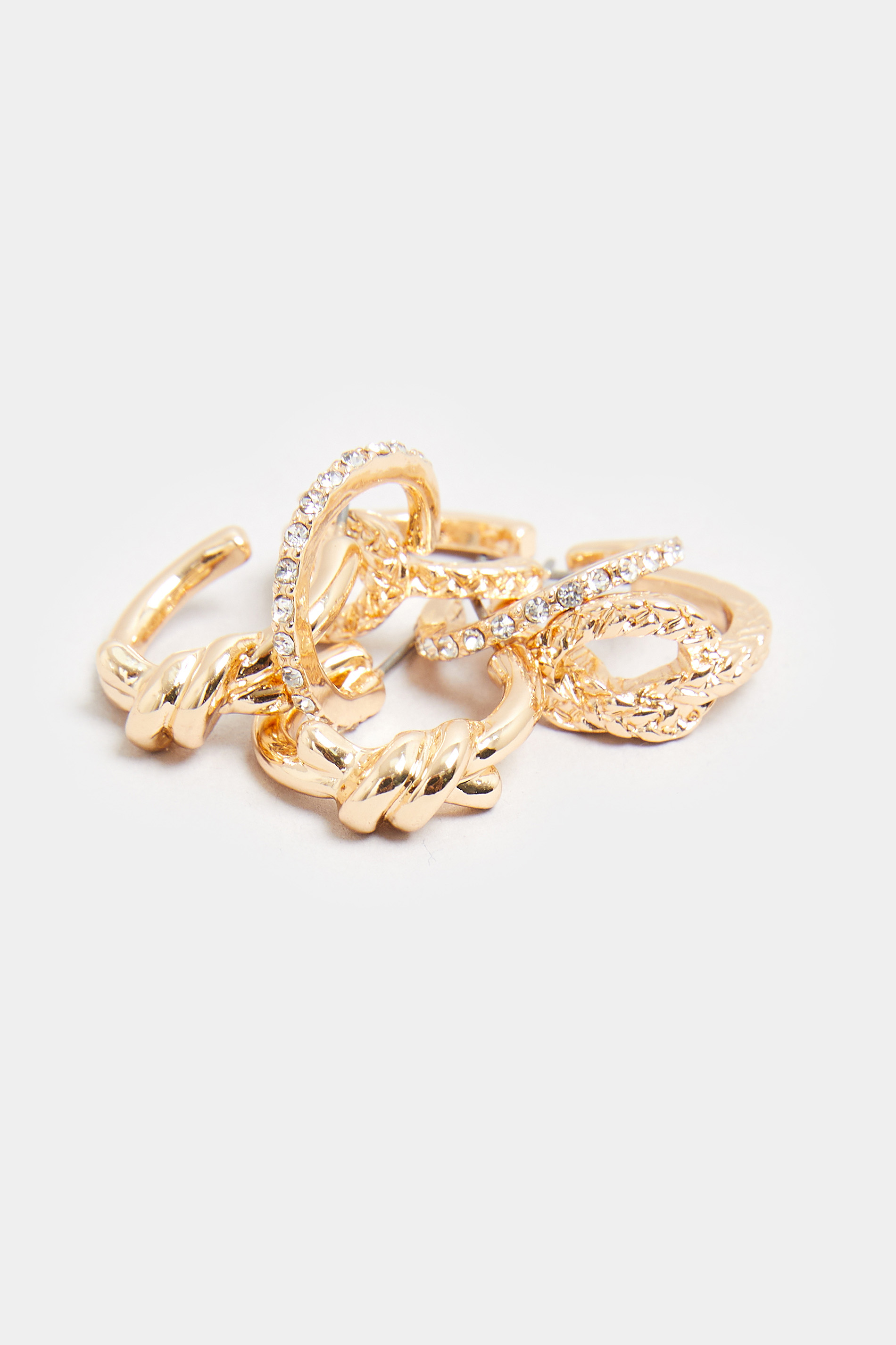 3 PACK Gold Tone Knot Earring Set | Yours Clothing 4