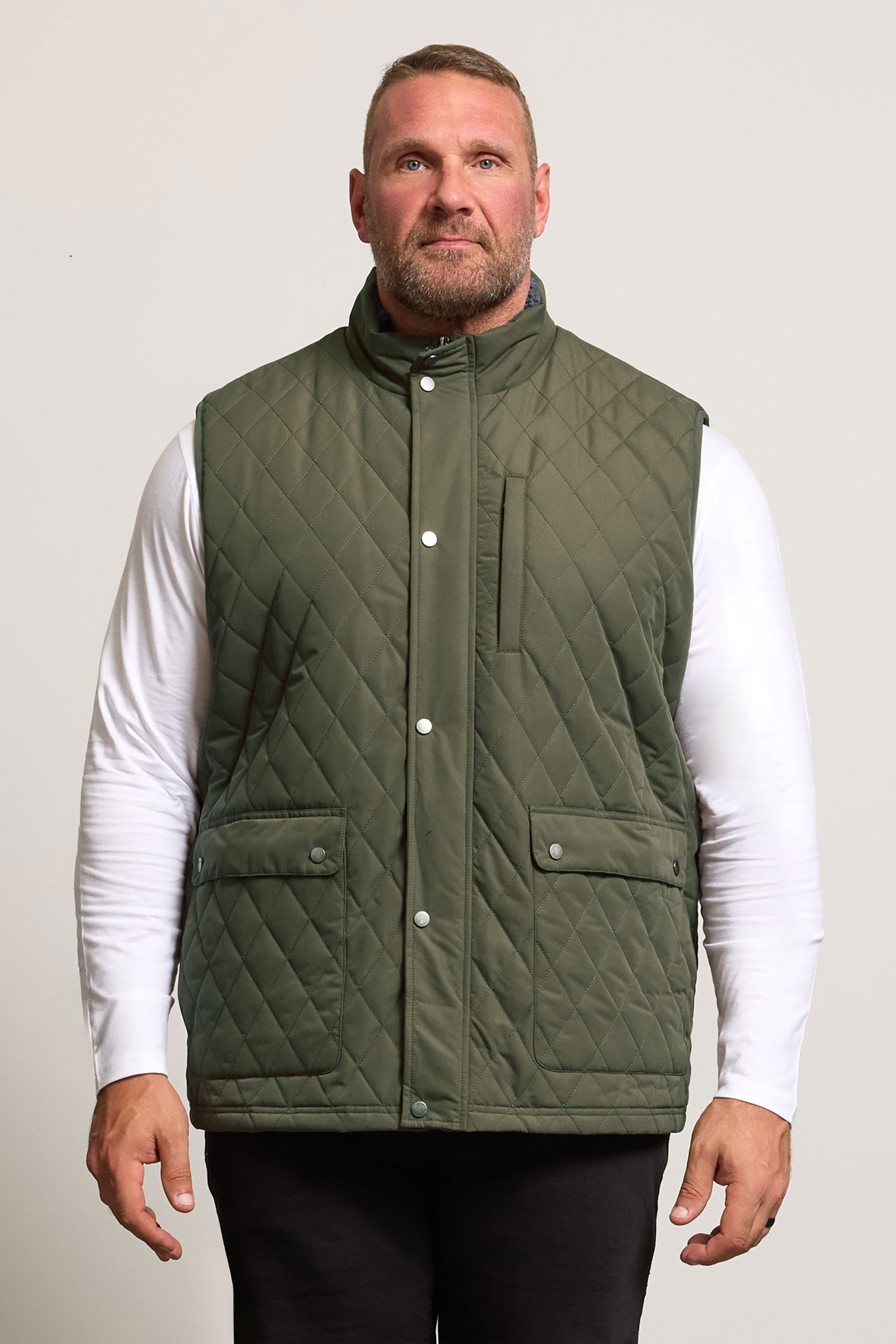 BadRhino Big & Tall Khaki Green Diamond Quilted Gilet | BadRhino 2