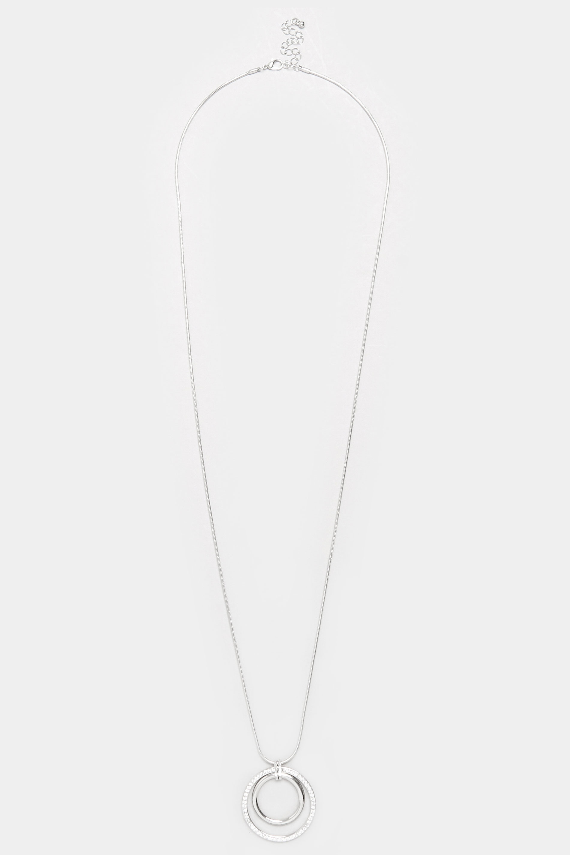 Silver Tone Diamante Circle Drop Necklace | Yours Clothing 2