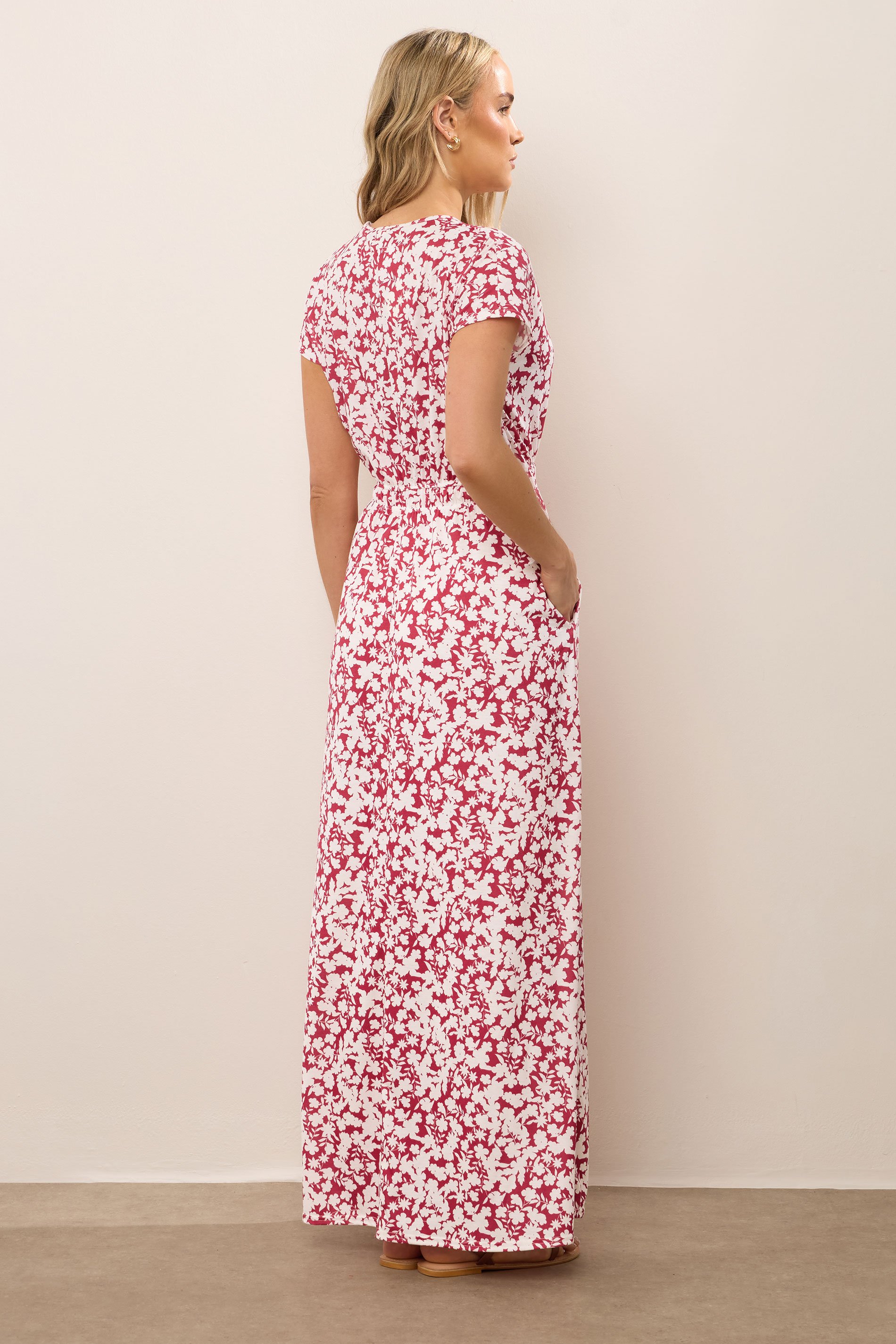LTS Tall Red Ditsy Floral Shirred Waist Maxi Dress | Long Tall Sally 3
