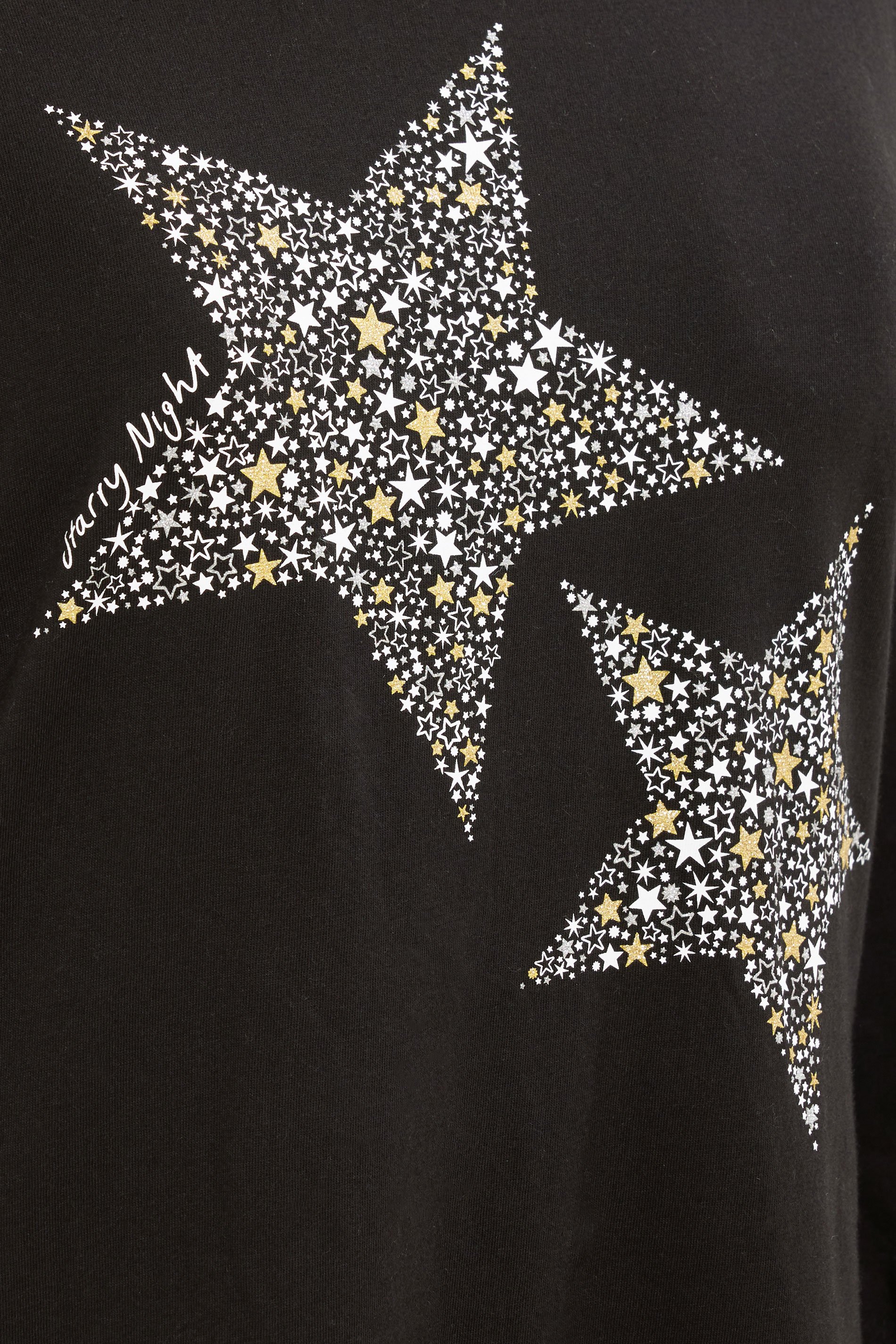 LTS Tall Black Star Graphic Wide Leg Pyjama Set | Long Tall Sally 5