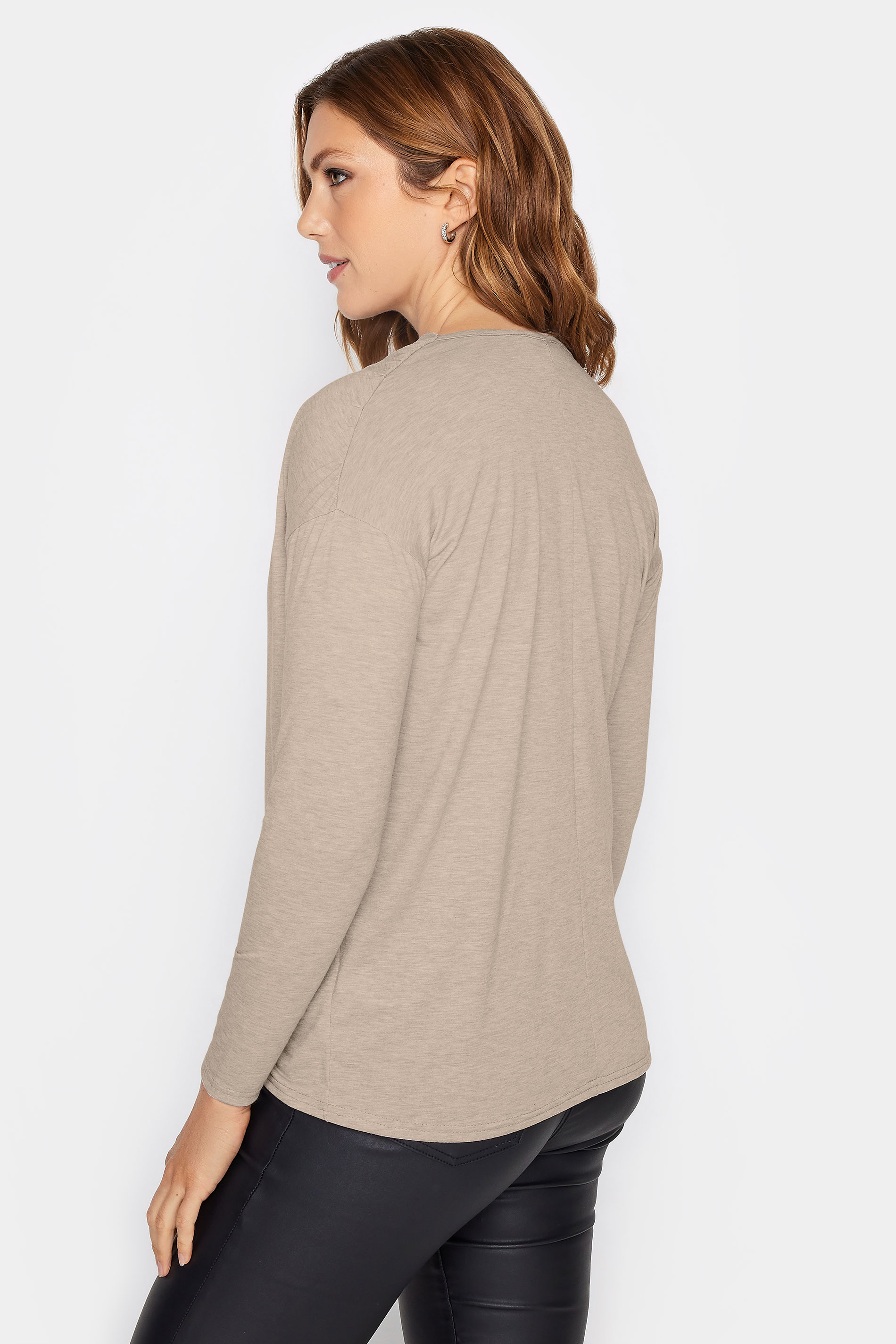 LTS Tall Oatmeal Cream Ruched Neck Top | Long Tall Sally 3