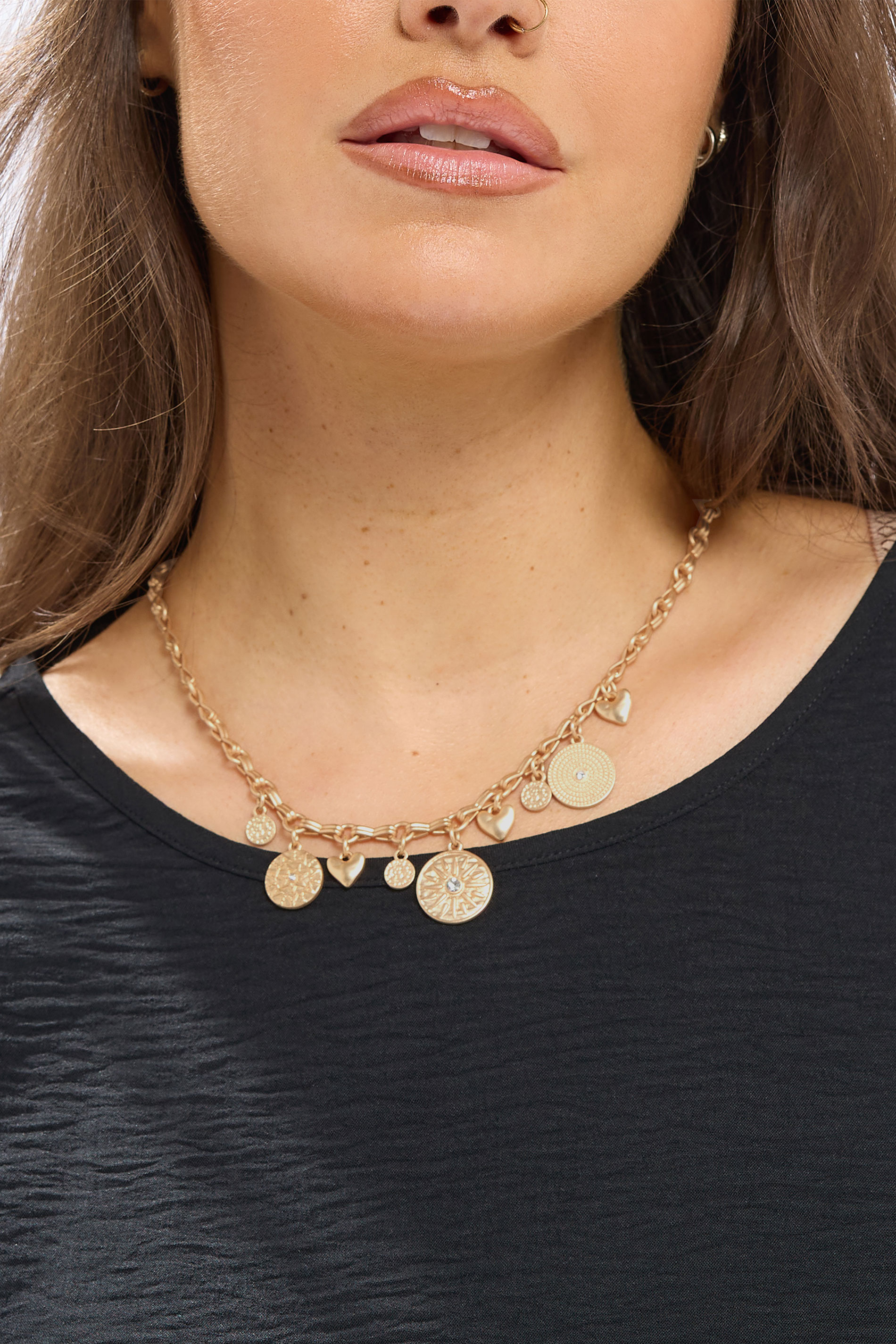 Gold Tone Pendant Charm Necklace | Yours Clothing 1