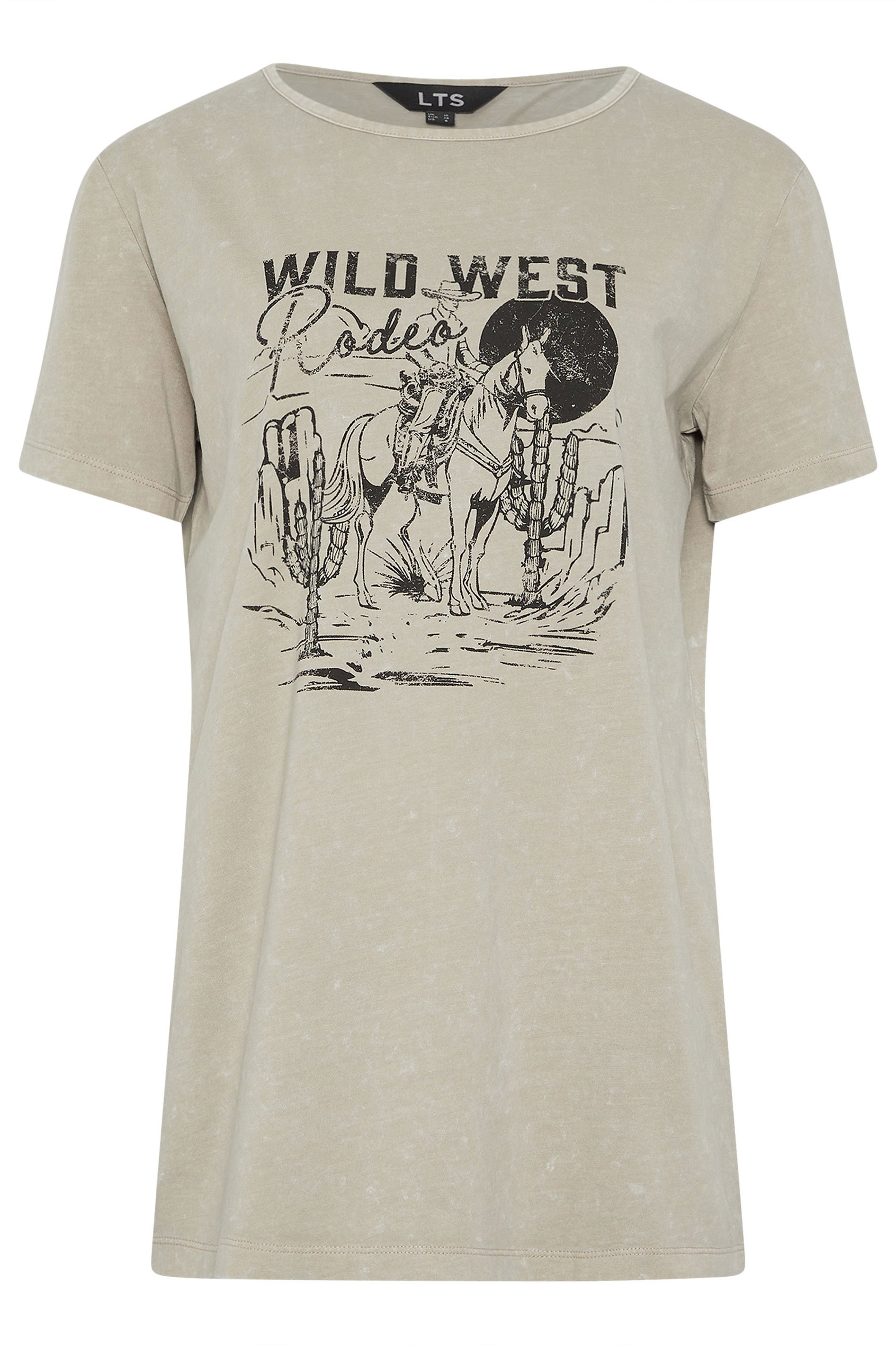 LTS Tall Natural Brown 'Wild West' Slogan T-Shirt | Long Tall Sally 8