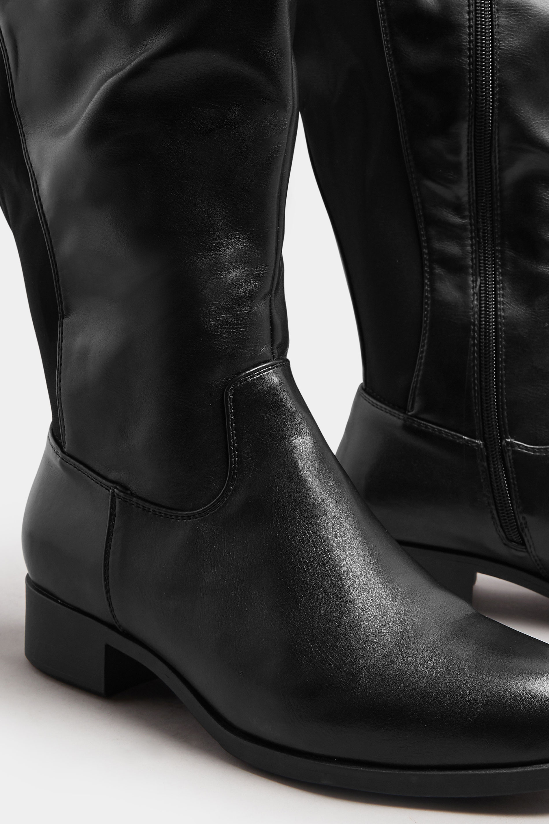 Black Faux Leather Wide Calf Knee High Boots In Extra Wide EEE Fit | Yours Clothing 5