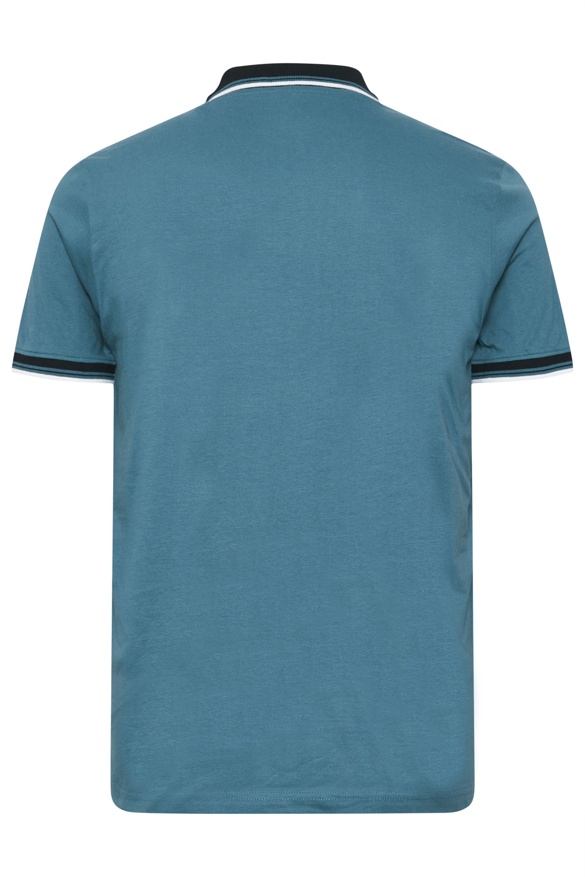 BadRhino Big & Tall Blue Contrast Tipped Detail Polo Shirt | BadRhino 7