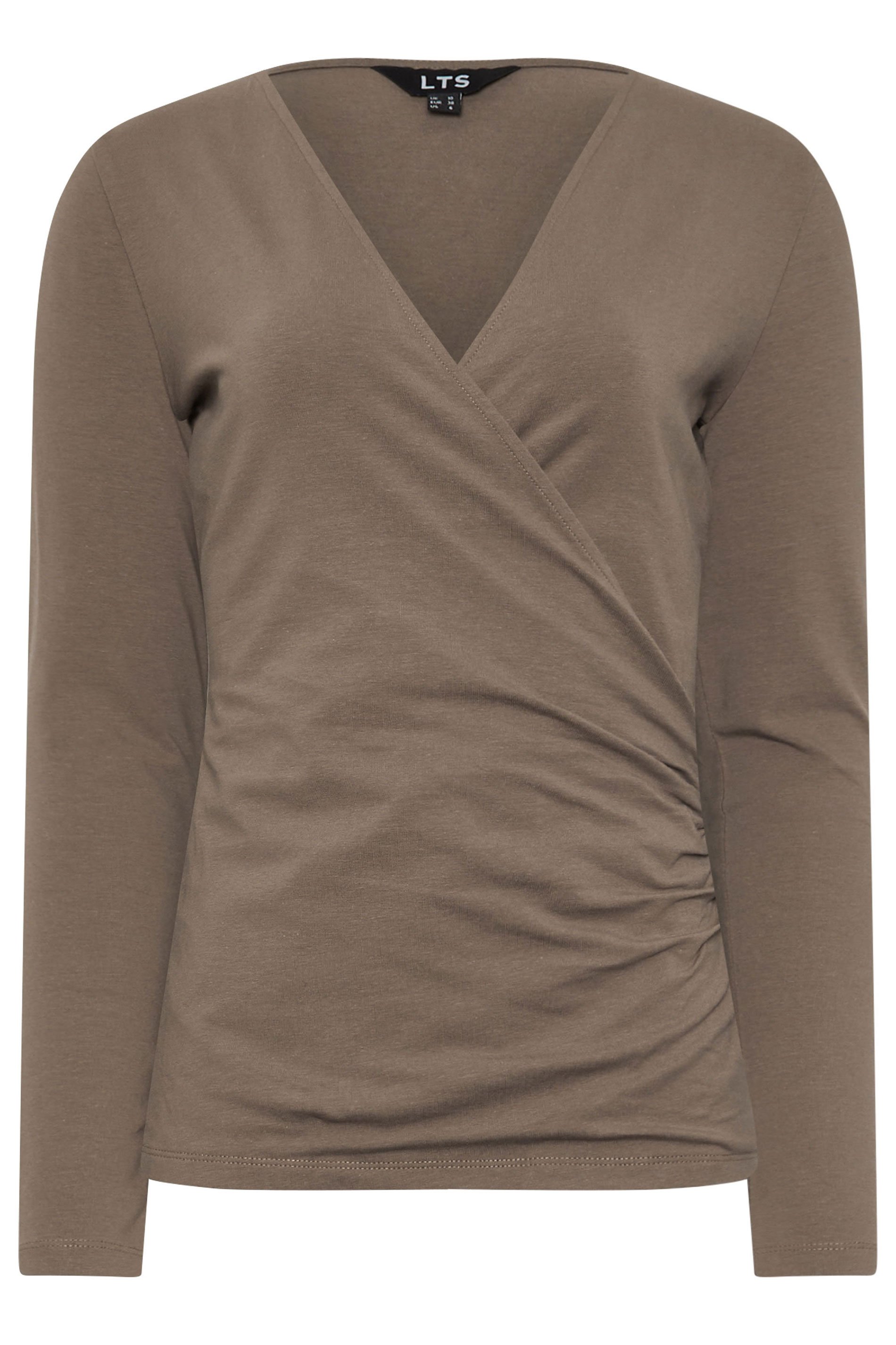 LTS Tall Mocha Brown Long Sleeve Wrap Top | Long Tall Sally 5
