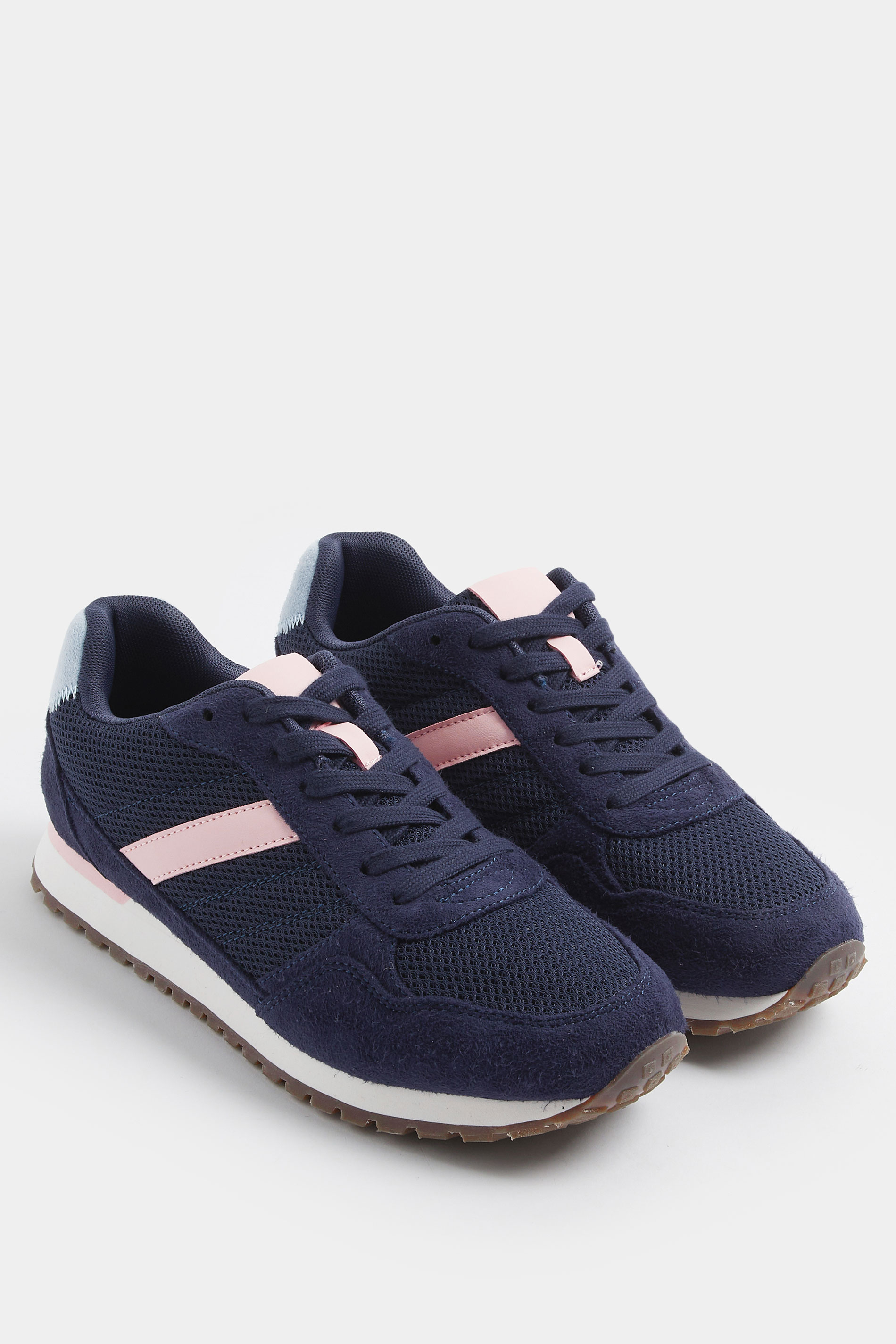 Navy Blue Colourblock Trainers In Extra Wide EEE Fit | Yours Clothing 2