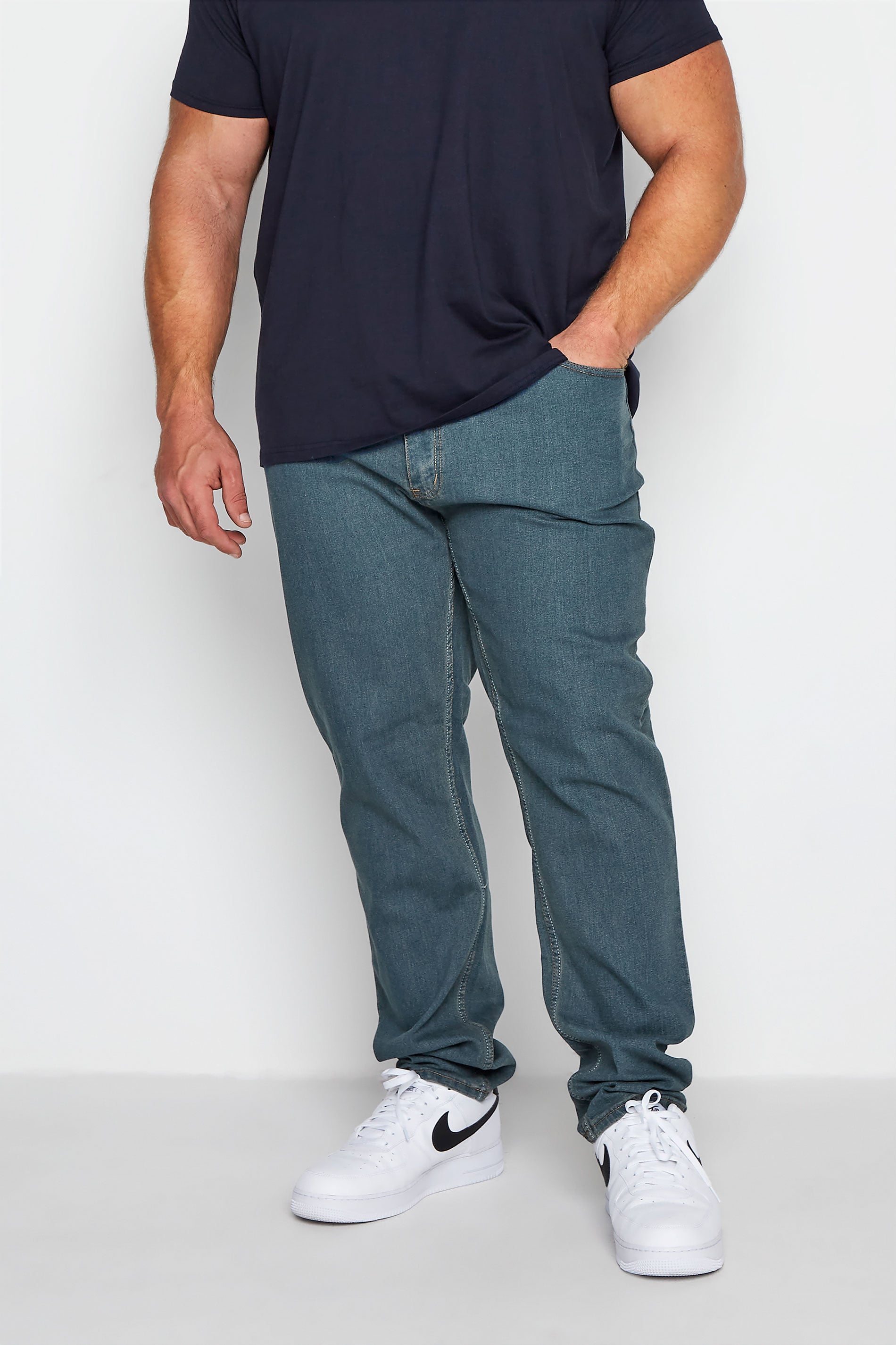 D555 Big & Tall Blue Stretch Comfort Fit Jeans | BadRhino 3