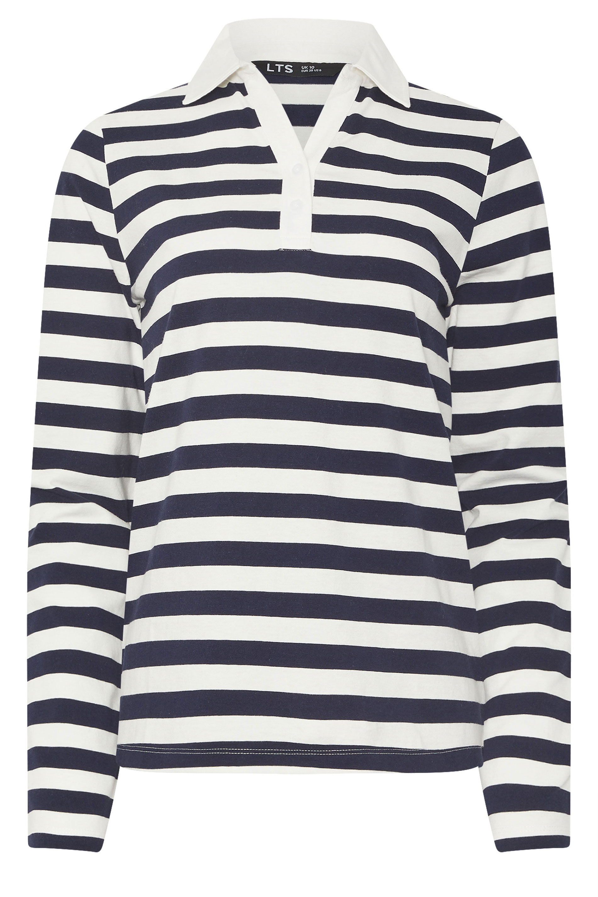 LTS Tall Navy Blue Stripe Placket Polo Top | Long Tall Sally 6
