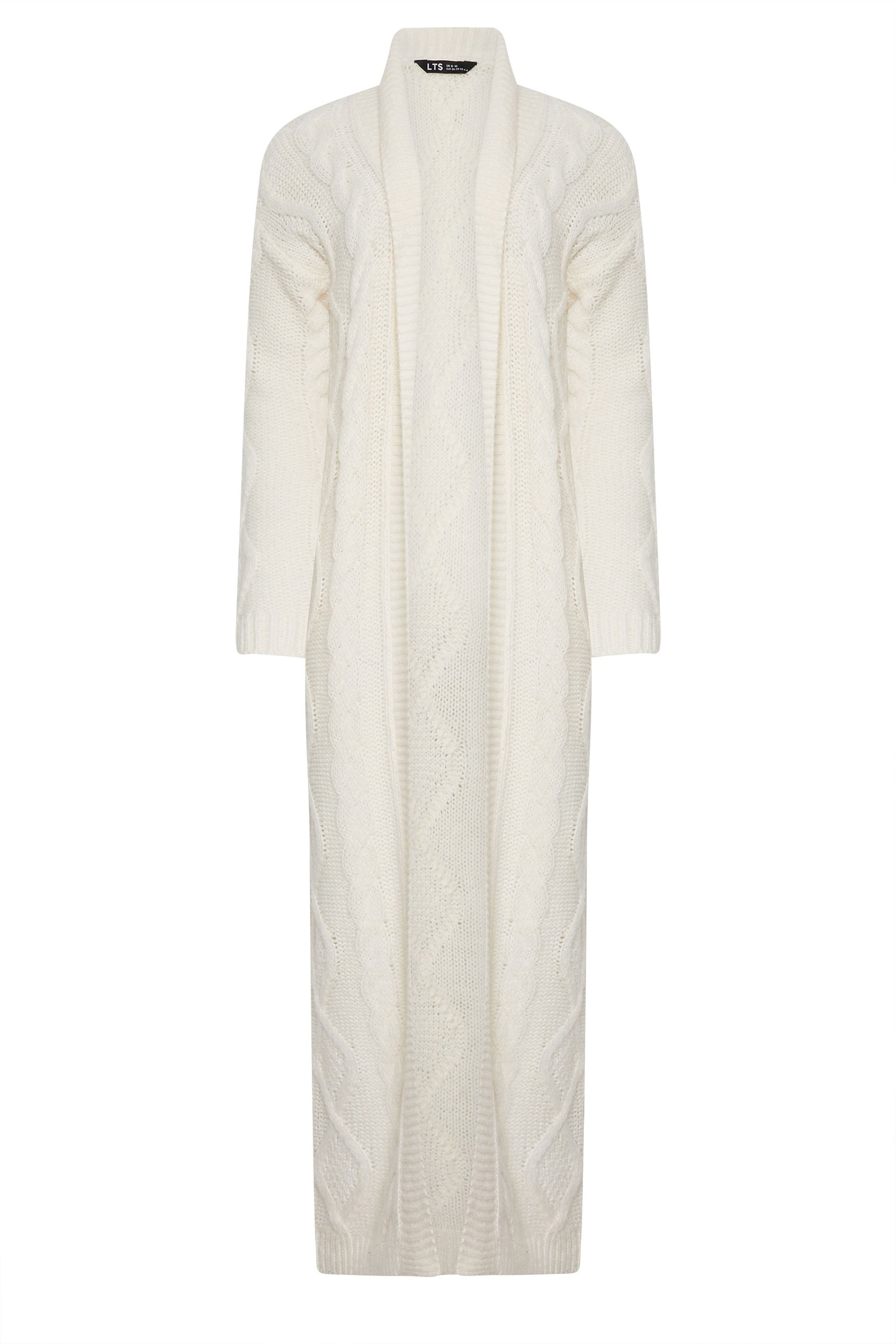 LTS PREMIUM Tall Ivory White Cable Knit Longline Cardigan | Long Tall Sally 6