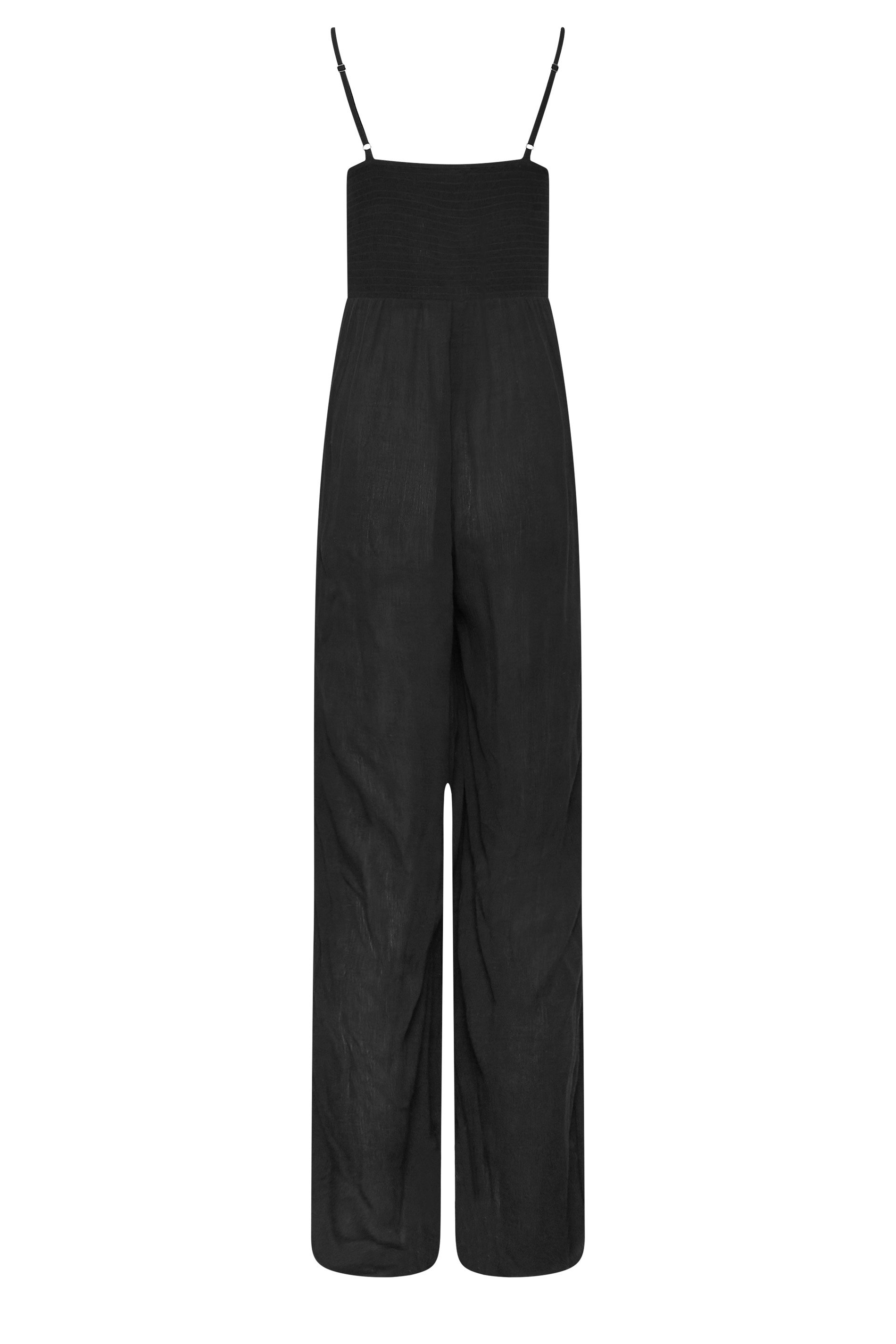 LTS Tall Women's Black Crinkle Wide Leg Jumpsuit | Long Tall Sally 7