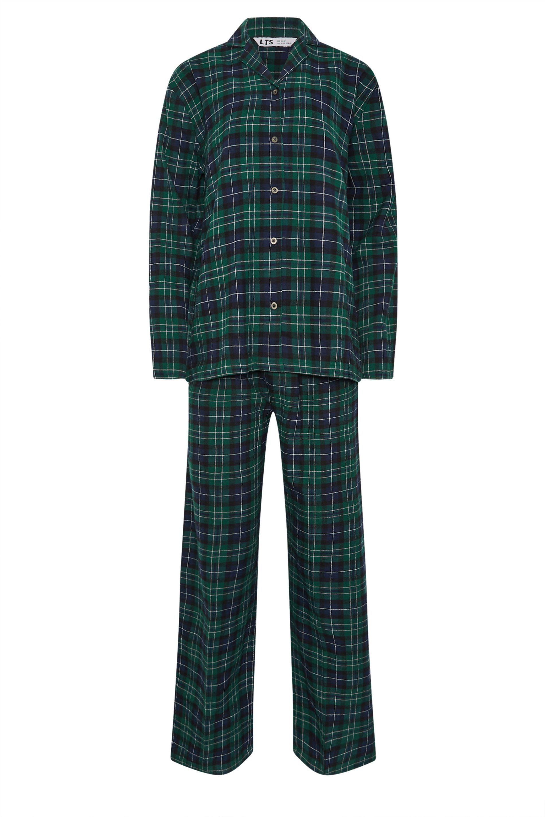 LTS Tall Navy Blue & Green Cotton Check Pyjama Set | Long Tall Sally 7