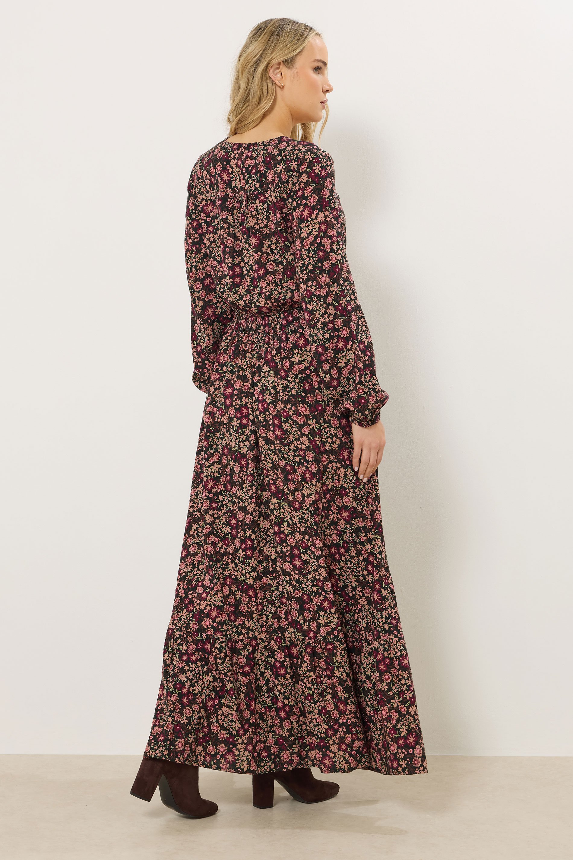 LTS Tall Black Floral Button Maxi Dress | Long Tall Sally 3
