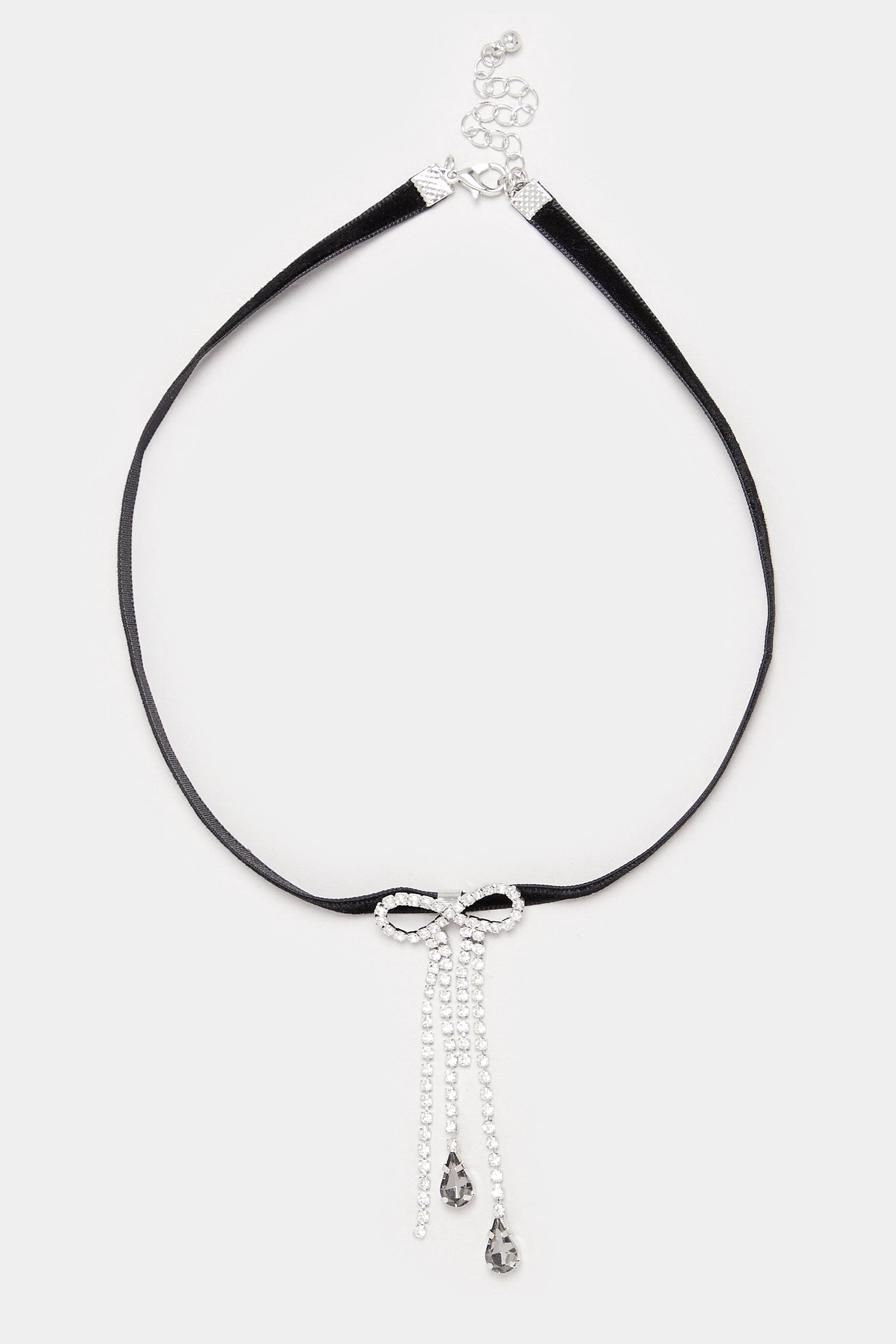 Silver Tone Diamante Bow Pendant Choker | Yours Clothing  2