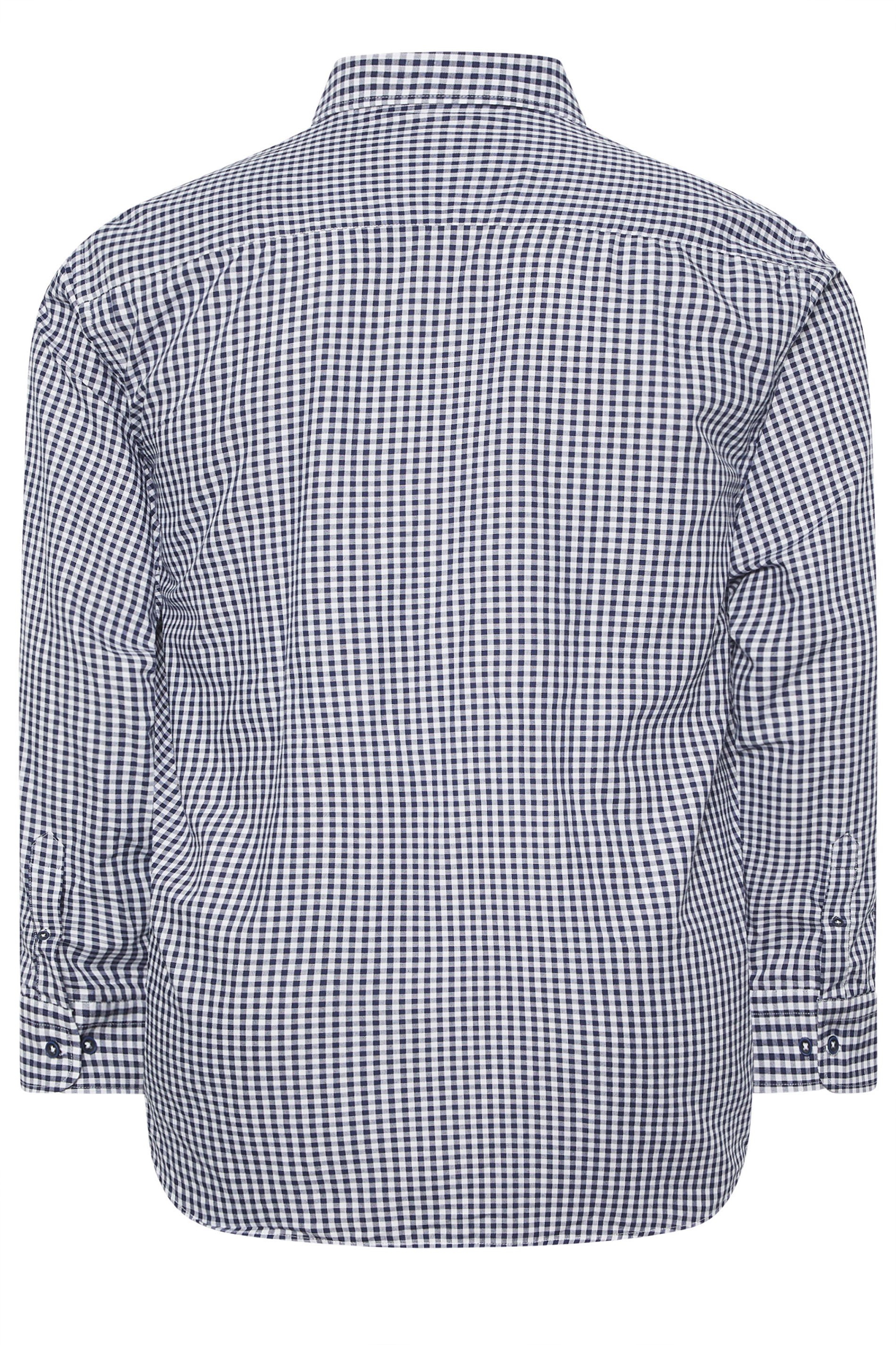 KAM Big & Tall Navy Blue Long Sleeve Gingham Shirt | BadRhino 4