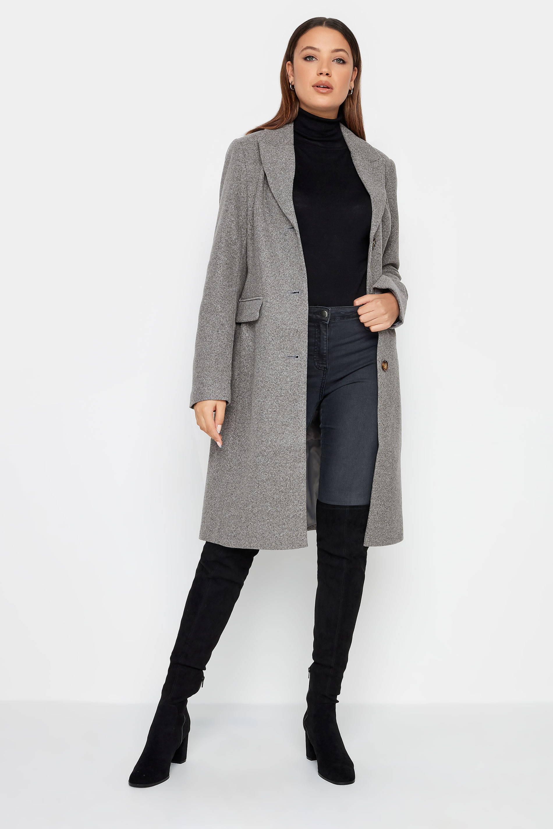 LTS Tall Women's Grey Midi Formal Coat | Long Tall Sally 1