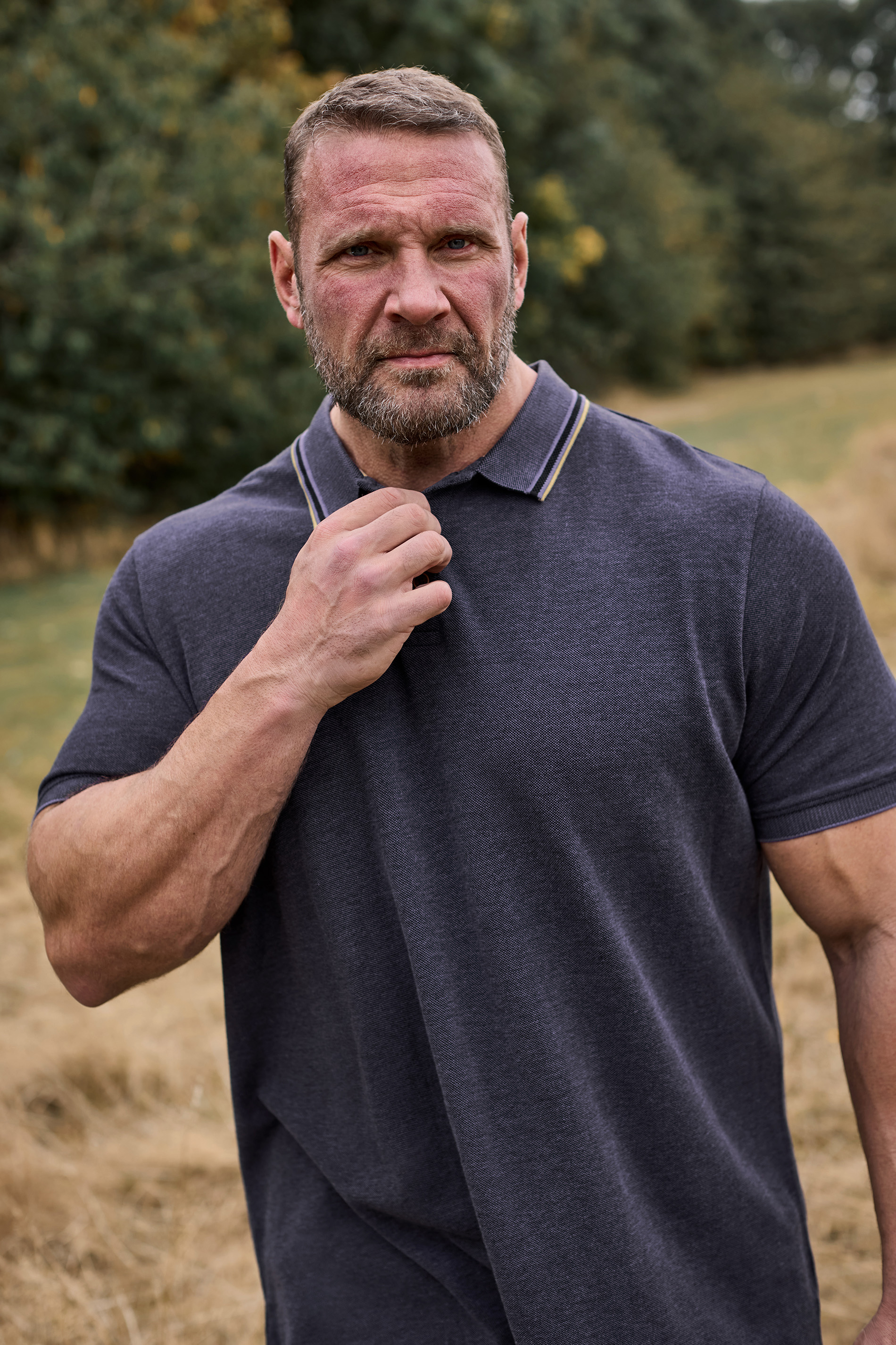 BadRhino Big & Tall Purple Textured Tipped Polo Shirt | BadRhino 1