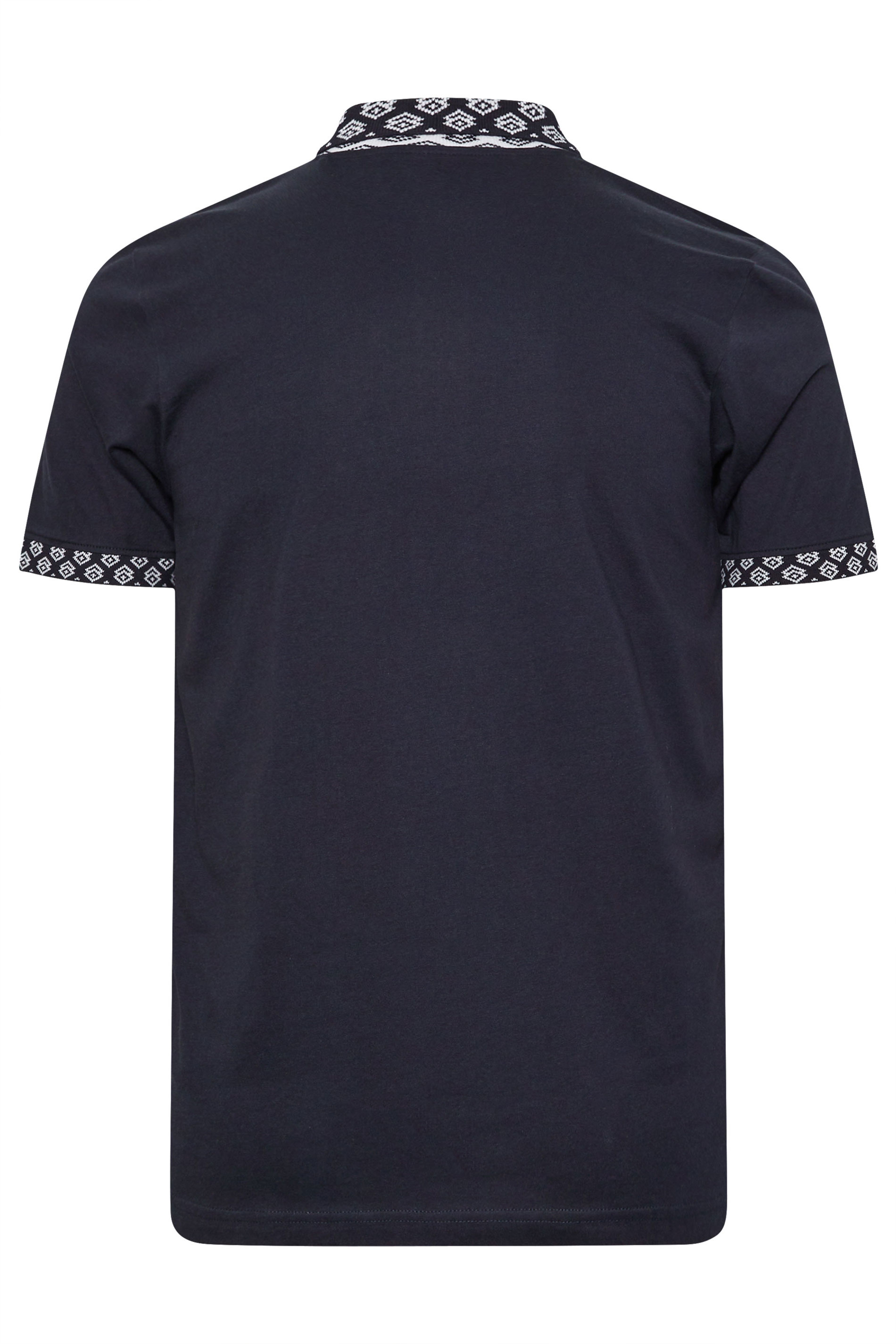 BadRhino Big & Tall Navy Blue Jacquard Collar Polo Shirt | BadRhino 5