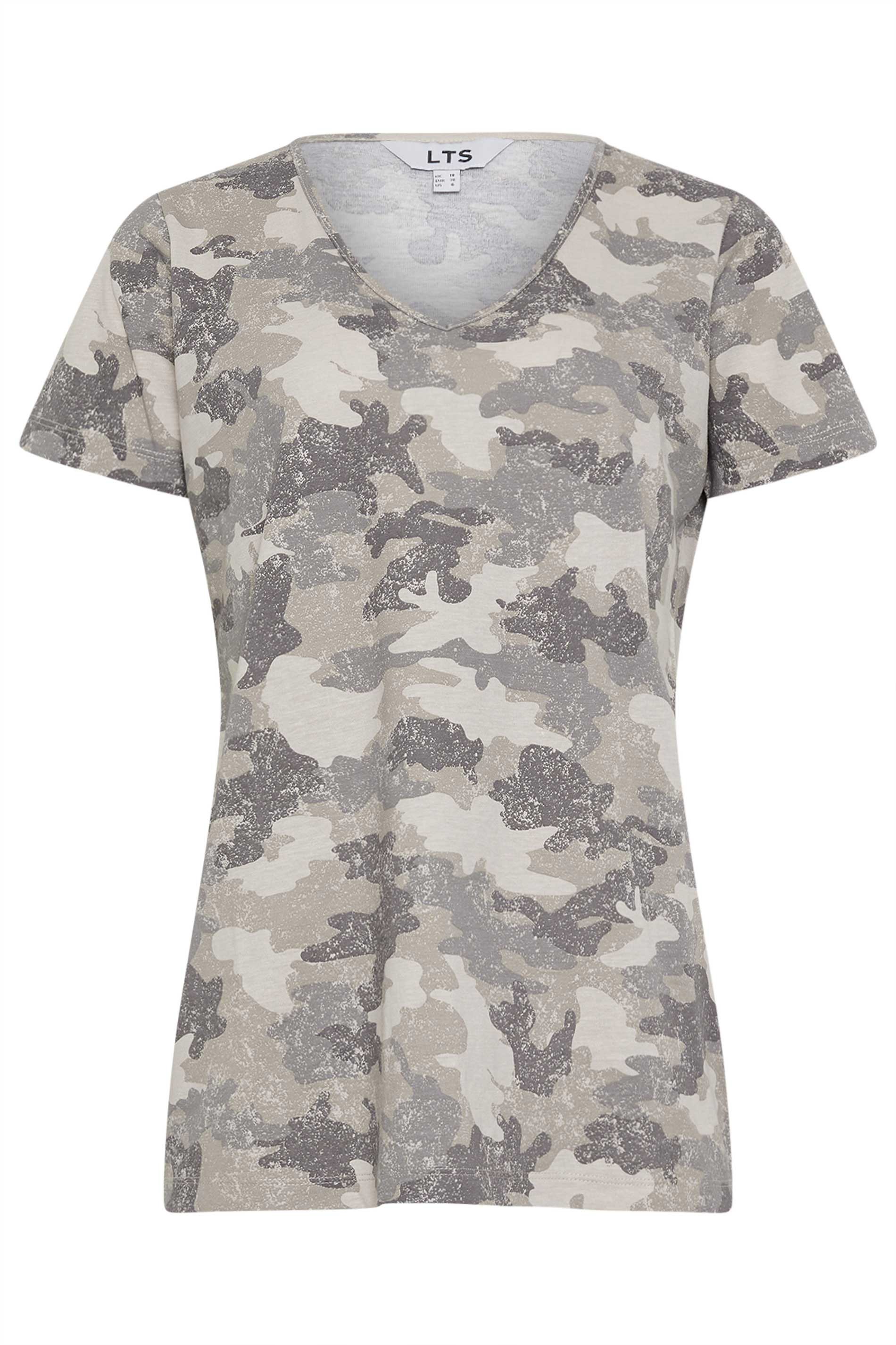 LTS Tall Grey Camo Print T-Shirt | Long Tall Sally