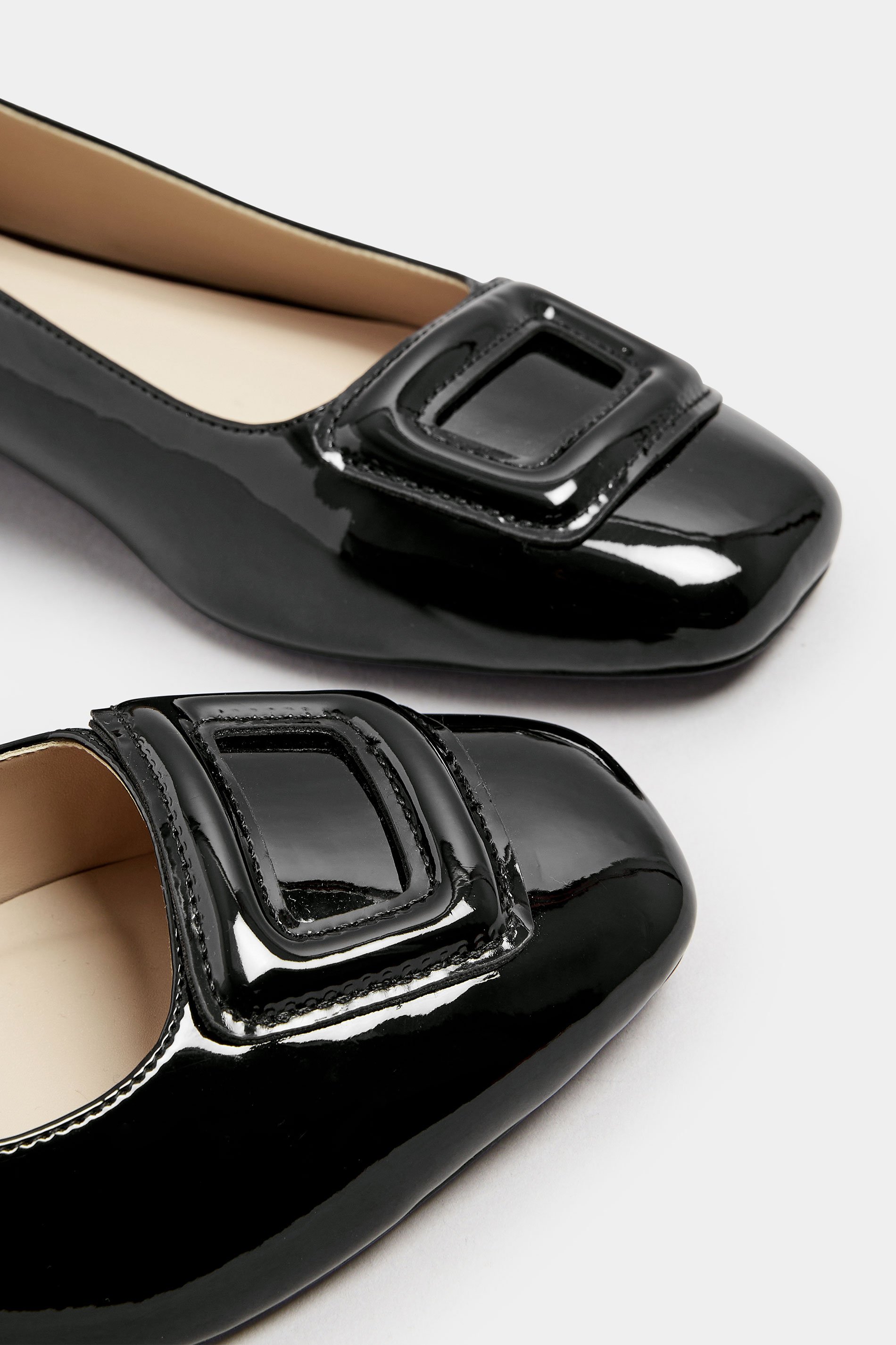 LTS Black Patent Square Toe Flats In Standard Fit | Long Tall Sally 5