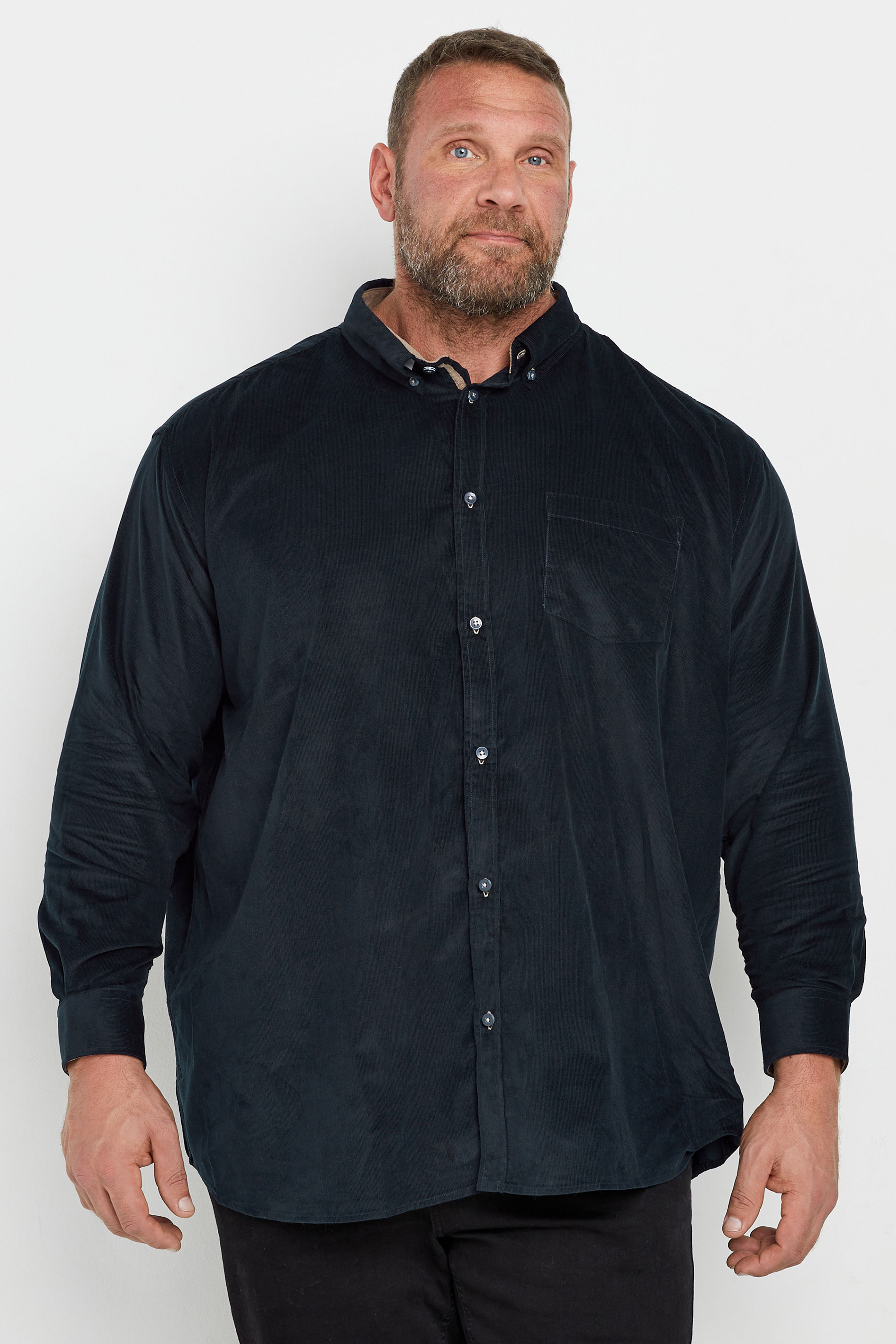 KAM Big & Tall Navy Blue Corduroy Shirt | BadRhino 1